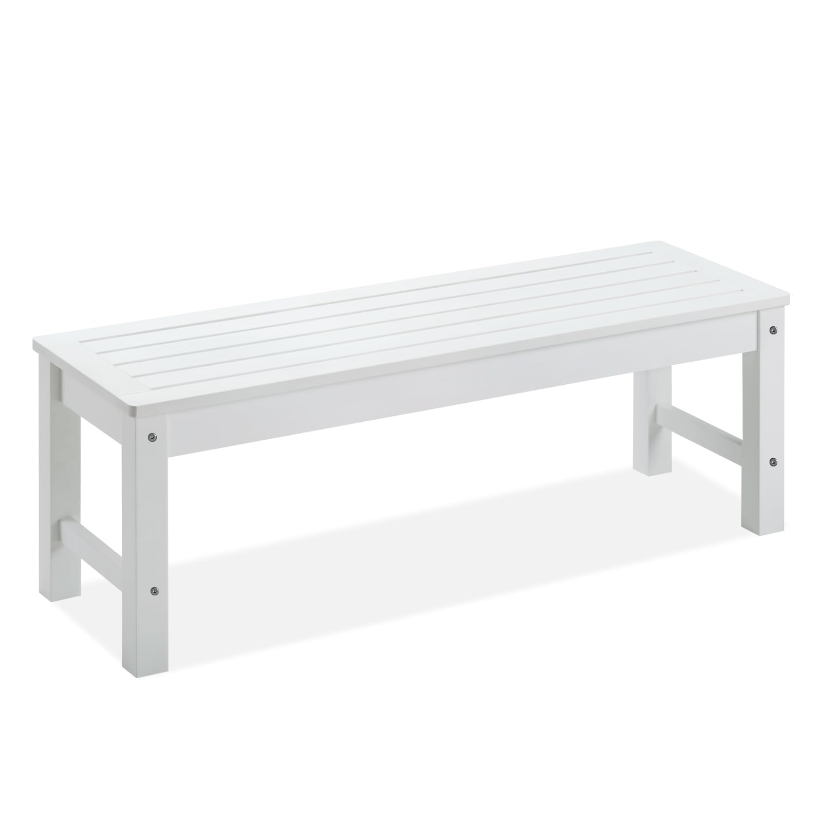 Psilvam Outdoor Bench, Two Person Poly Lumber Porch Bench, Weatherproof Garden Bench That Never Rot and Fade, All-Weather Patio Bench Suit for Garden, Porch, and Park (Grey)