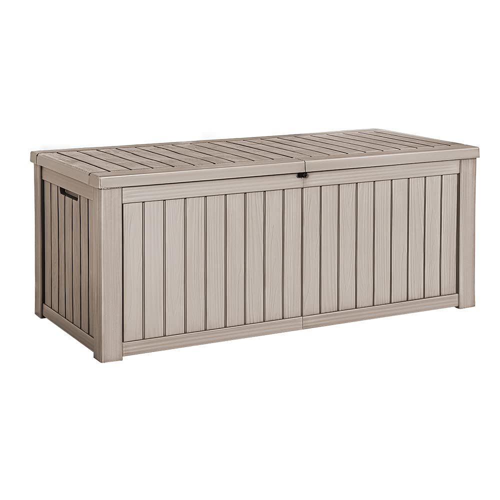 Devoko 100 Gallon Waterproof Large Resin Deck Box Indoor Outdoor Lockable Storage Container for Patio Furniture Cushions Garden Tools (100 Gallon, Black)