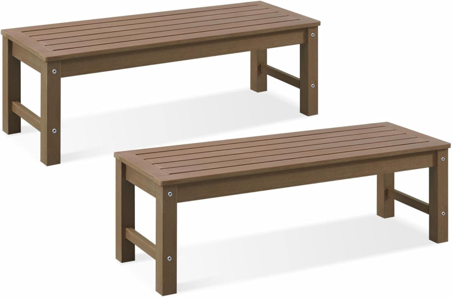 Psilvam Outdoor Bench, Two Person Poly Lumber Porch Bench, Weatherproof Garden Bench That Never Rot and Fade, All-Weather Patio Bench Suit for Garden, Porch, and Park (Grey)