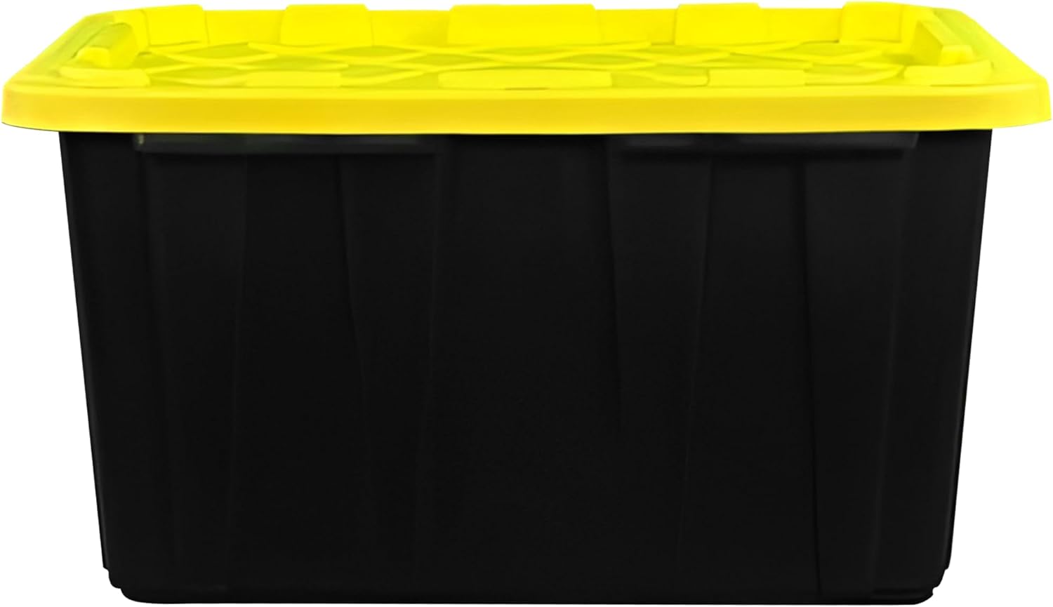 BLACK & YELLOW 27-Gallon Storage Bin with Snap-on Lid, Heavy Duty Plastic Storage Bins with Lid, Stackable, 2 Pack