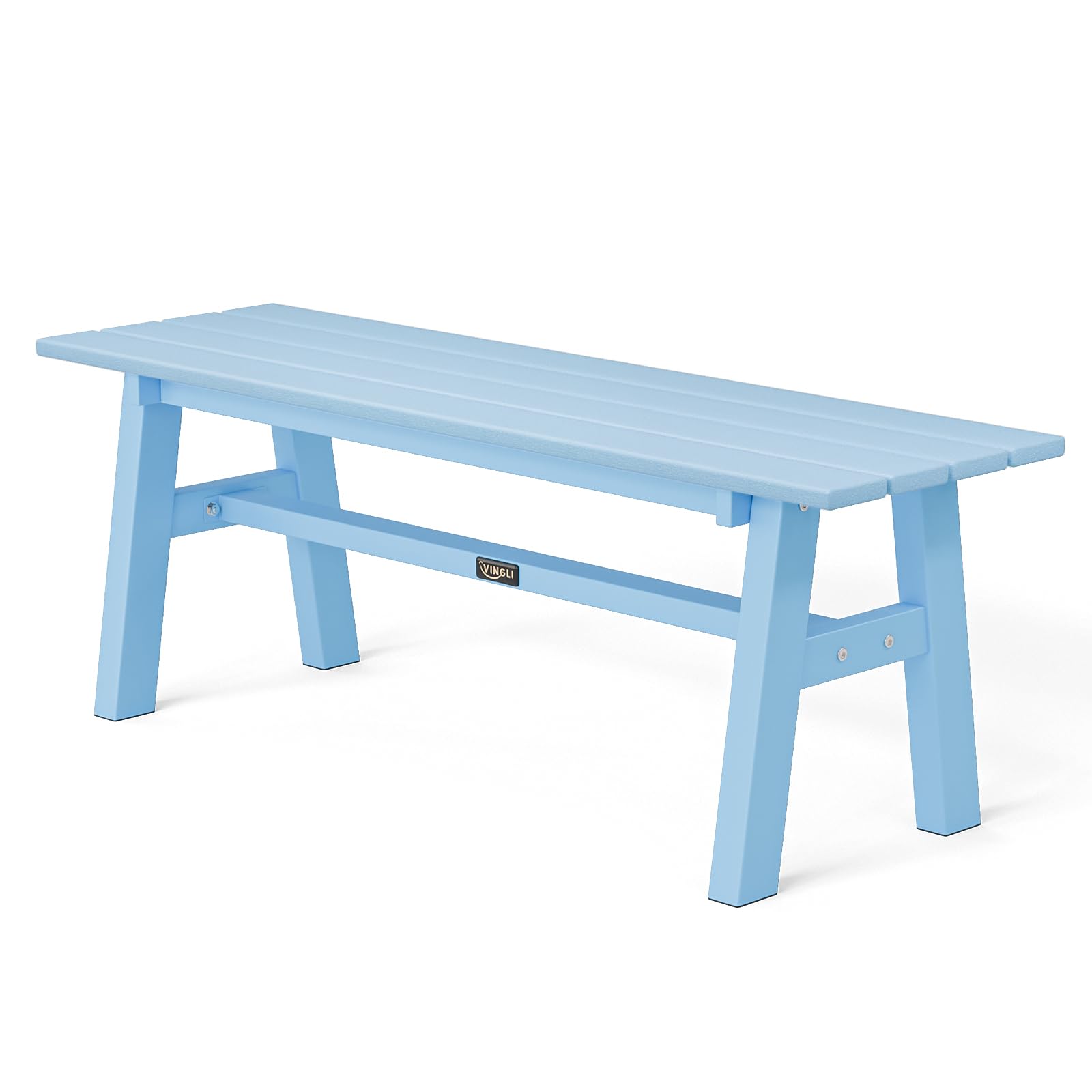 VINGLI 47” Outdoor HDPE Bench, Weatherproof Garden Bench w/Metal Legs, Poly Lumber Porch Benches, 660 LBS Capacity Outdoor Backless Patio Benches for Entryway Deck (Black)