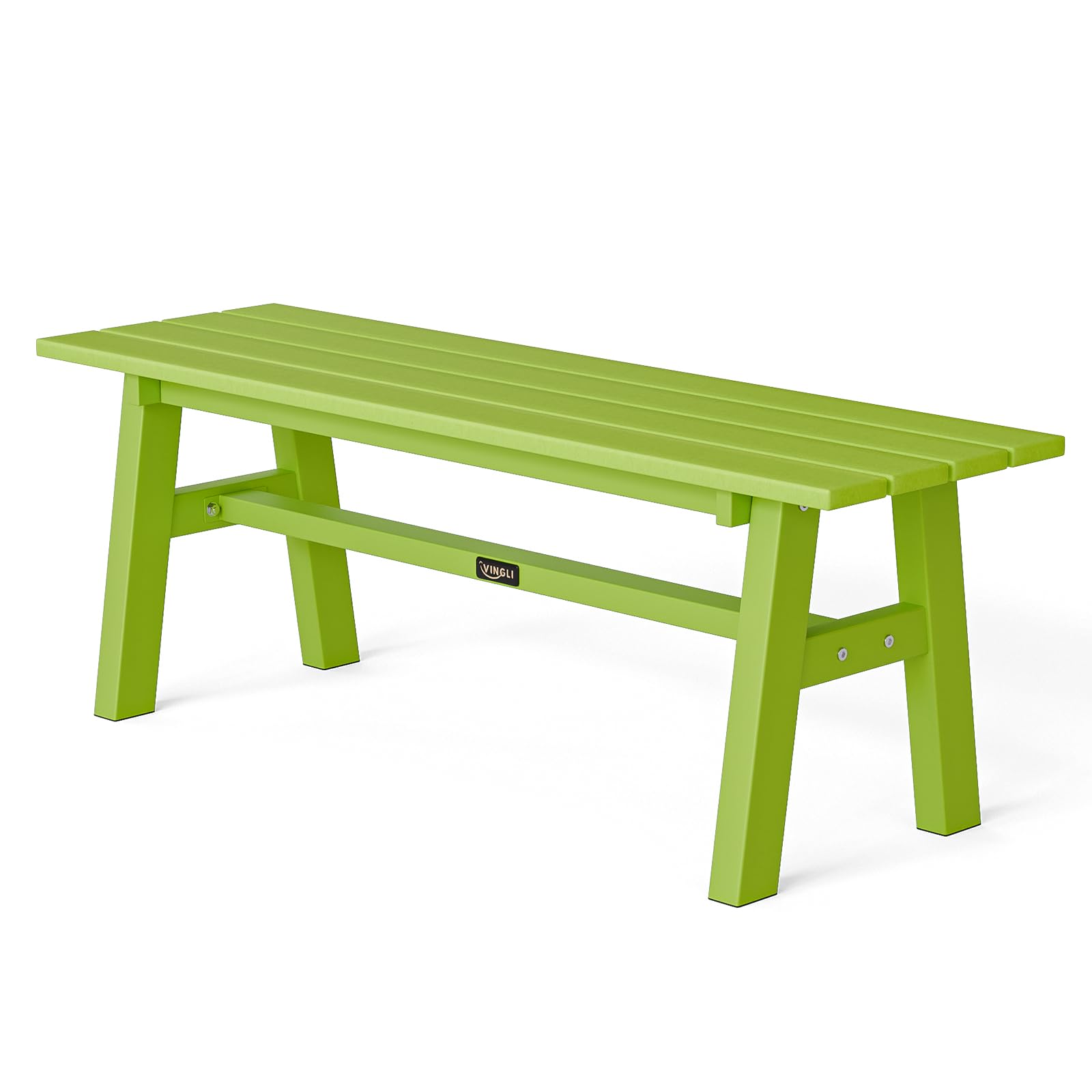 VINGLI 47” Outdoor HDPE Bench, Weatherproof Garden Bench w/Metal Legs, Poly Lumber Porch Benches, 660 LBS Capacity Outdoor Backless Patio Benches for Entryway Deck (Black)
