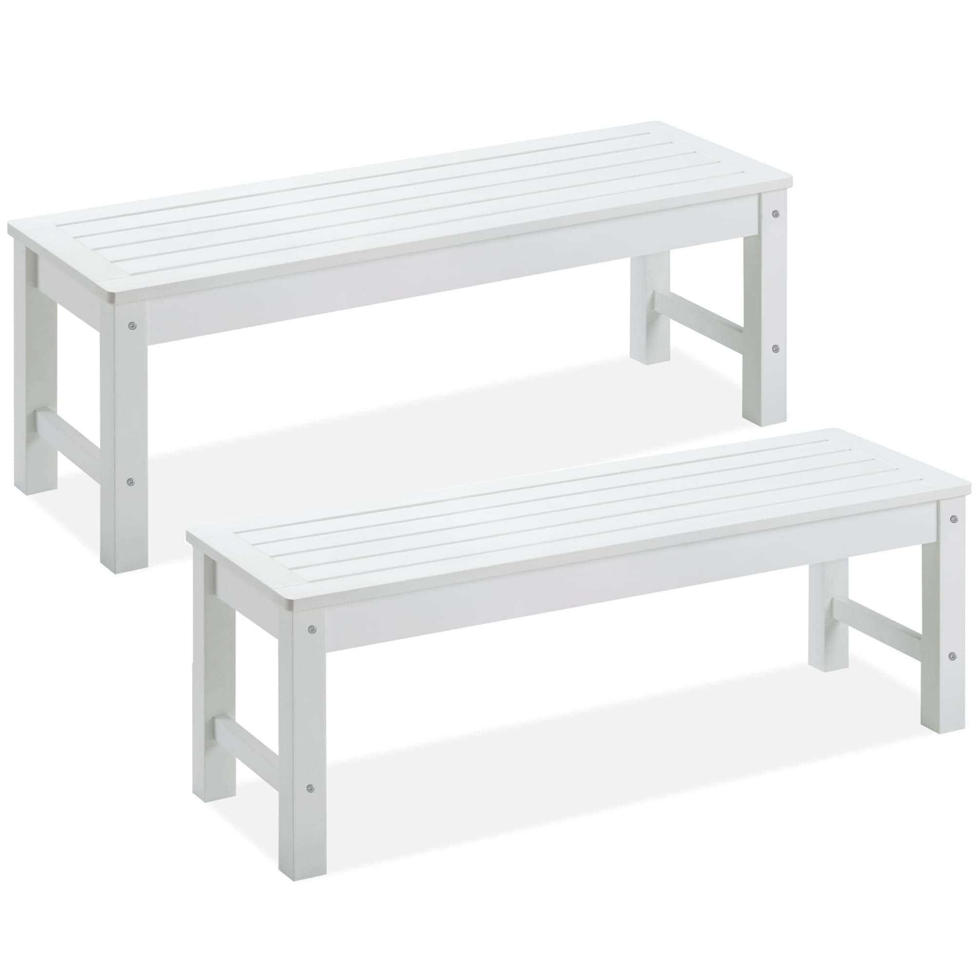 Psilvam Outdoor Bench, Two Person Poly Lumber Porch Bench, Weatherproof Garden Bench That Never Rot and Fade, All-Weather Patio Bench Suit for Garden, Porch, and Park (Grey)