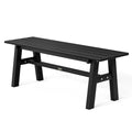 VINGLI 47” Outdoor HDPE Bench, Weatherproof Garden Bench w/Metal Legs, Poly Lumber Porch Benches, 660 LBS Capacity Outdoor Backless Patio Benches for Entryway Deck (Black)