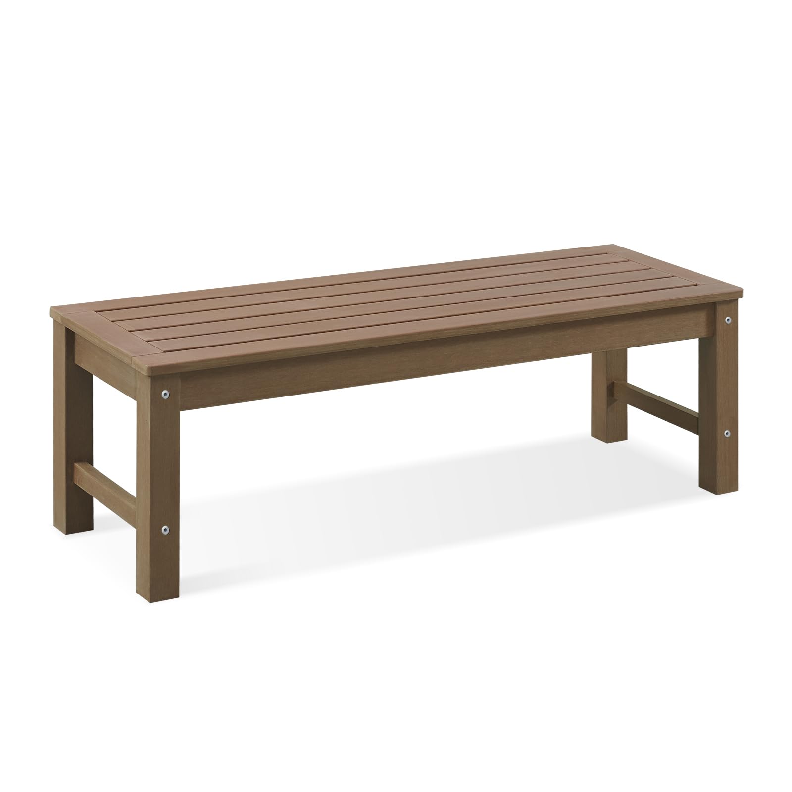 Psilvam Outdoor Bench, Two Person Poly Lumber Porch Bench, Weatherproof Garden Bench That Never Rot and Fade, All-Weather Patio Bench Suit for Garden, Porch, and Park (Grey)