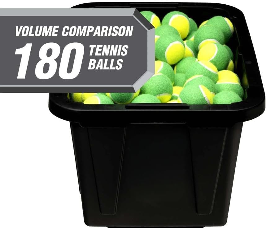 12-gallon Plastic Storage Box, Sturdy and Durable with A Lockable Lid, Suitable for Outdoor, Garage, Basement and Indoor Item Organization, Stackable Storage Box, Black Base and Red Lid