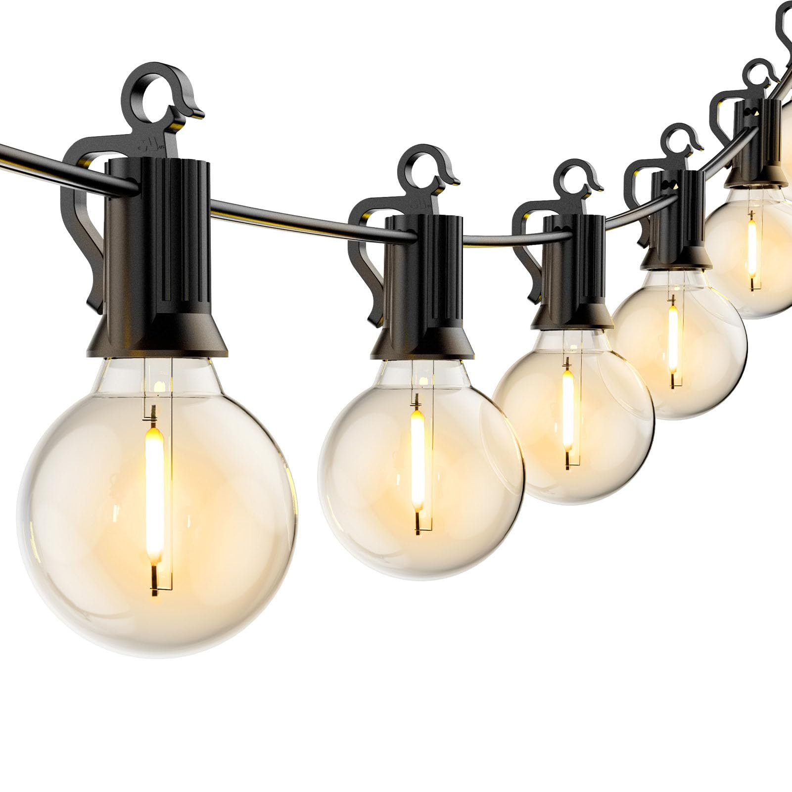 Brightown Outdoor String Lights, 50FT 25 G40 Bulbs Shatterproof Patio Lights, IP65 Waterproof Dimmable Hanging Connectable Globe LED Outdoor Lights for Backyard, Bistro, Porch, Deck, Balcony