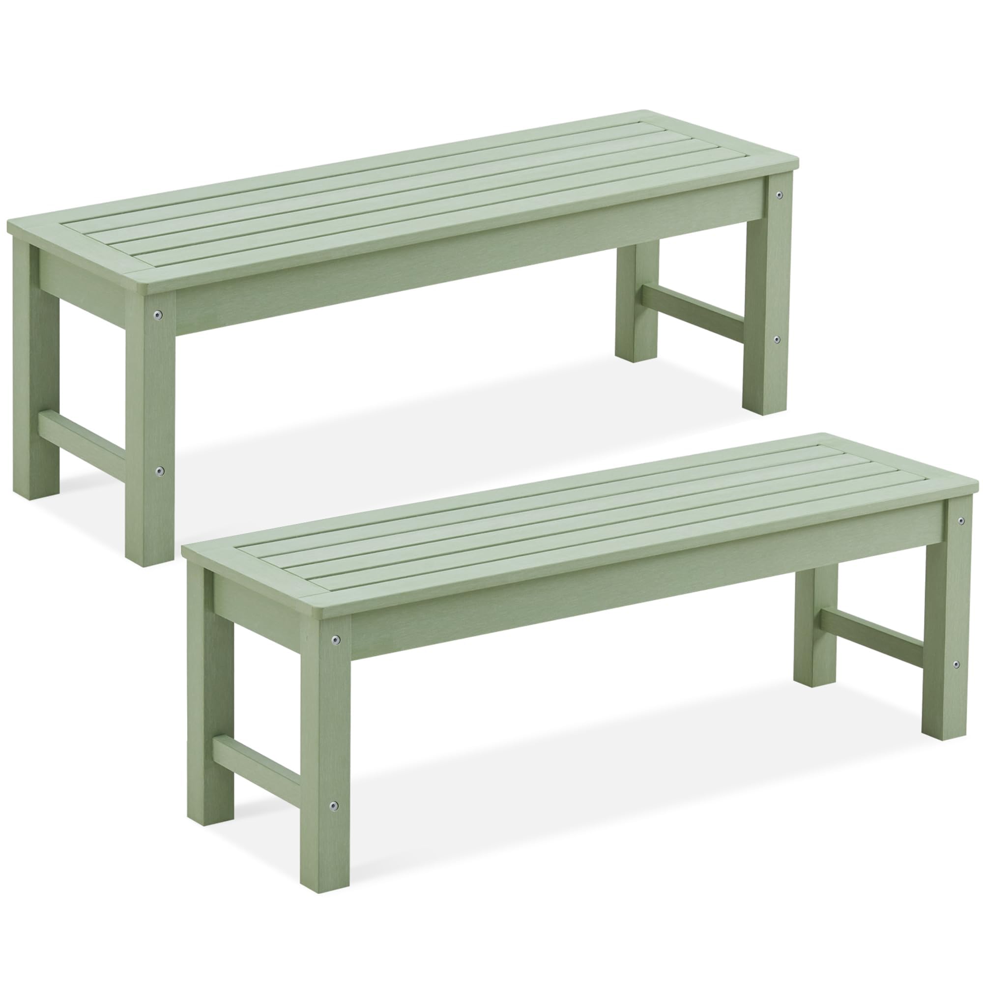 Psilvam Outdoor Bench, Two Person Poly Lumber Porch Bench, Weatherproof Garden Bench That Never Rot and Fade, All-Weather Patio Bench Suit for Garden, Porch, and Park (Grey)