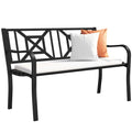 Outdoor Bench Garden Bench, Weatherproof Anti-Rust Heavy-Duty Outside Benches Clearance, Wrought Iron Metal Bench for Front Porch, Patio, Park