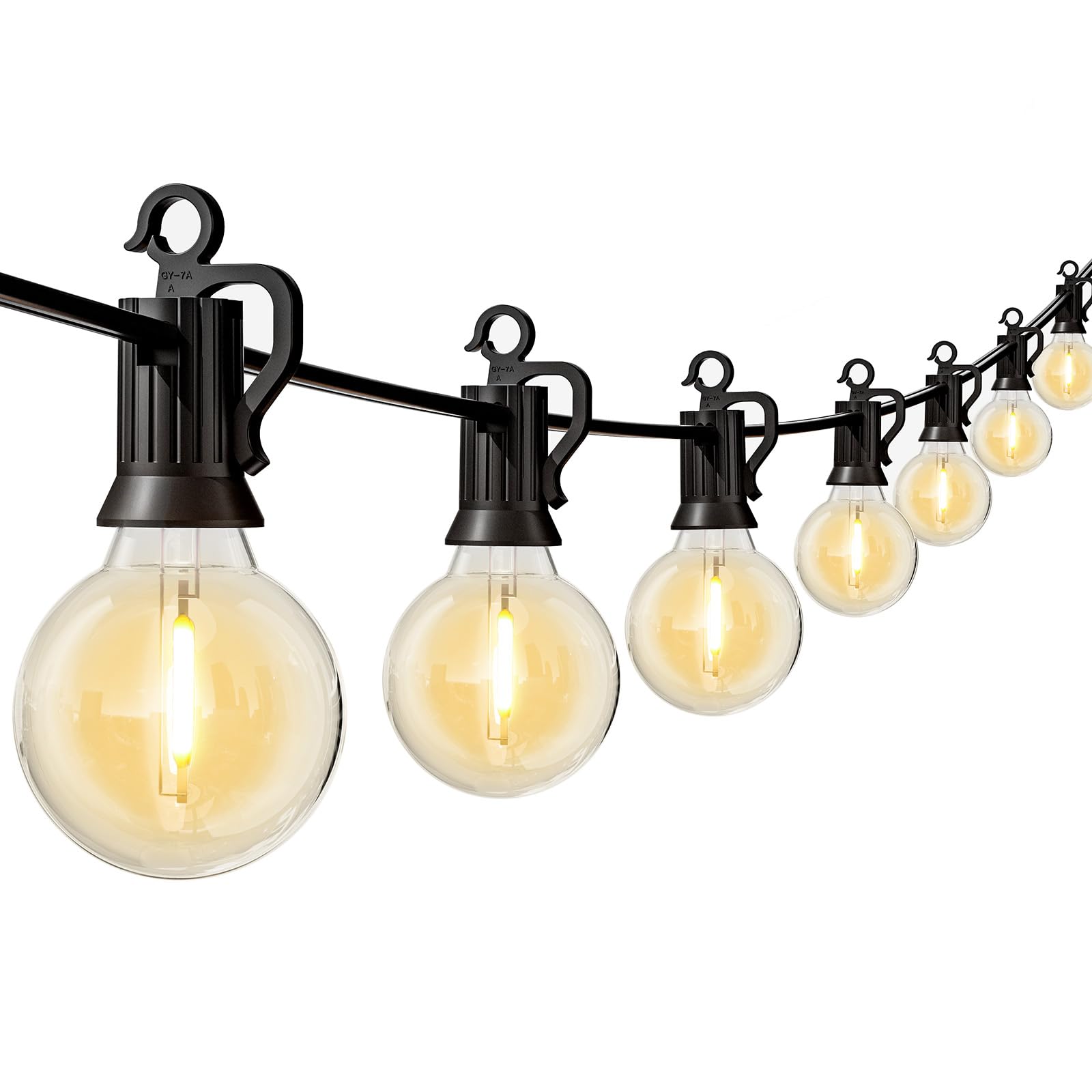 Brightown Outdoor String Lights, 50FT 25 G40 Bulbs Shatterproof Patio Lights, IP65 Waterproof Dimmable Hanging Connectable Globe LED Outdoor Lights for Backyard, Bistro, Porch, Deck, Balcony