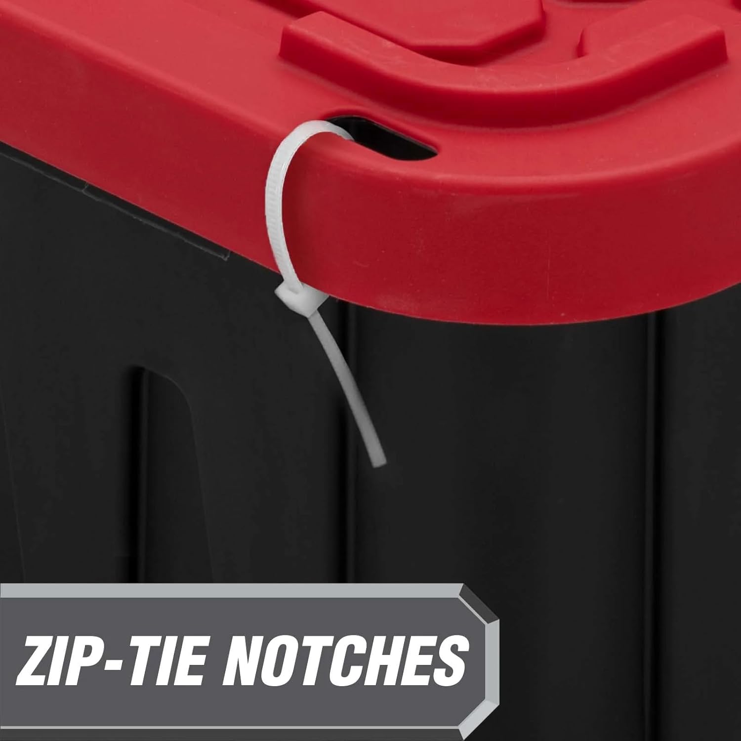 27 Gallon Large Storage Bin with Snap Lid, Black and Red, Heavy Duty Plastic Storage Container,Stackable & Nestable, Suitable for Garages, Basements or Outdoors