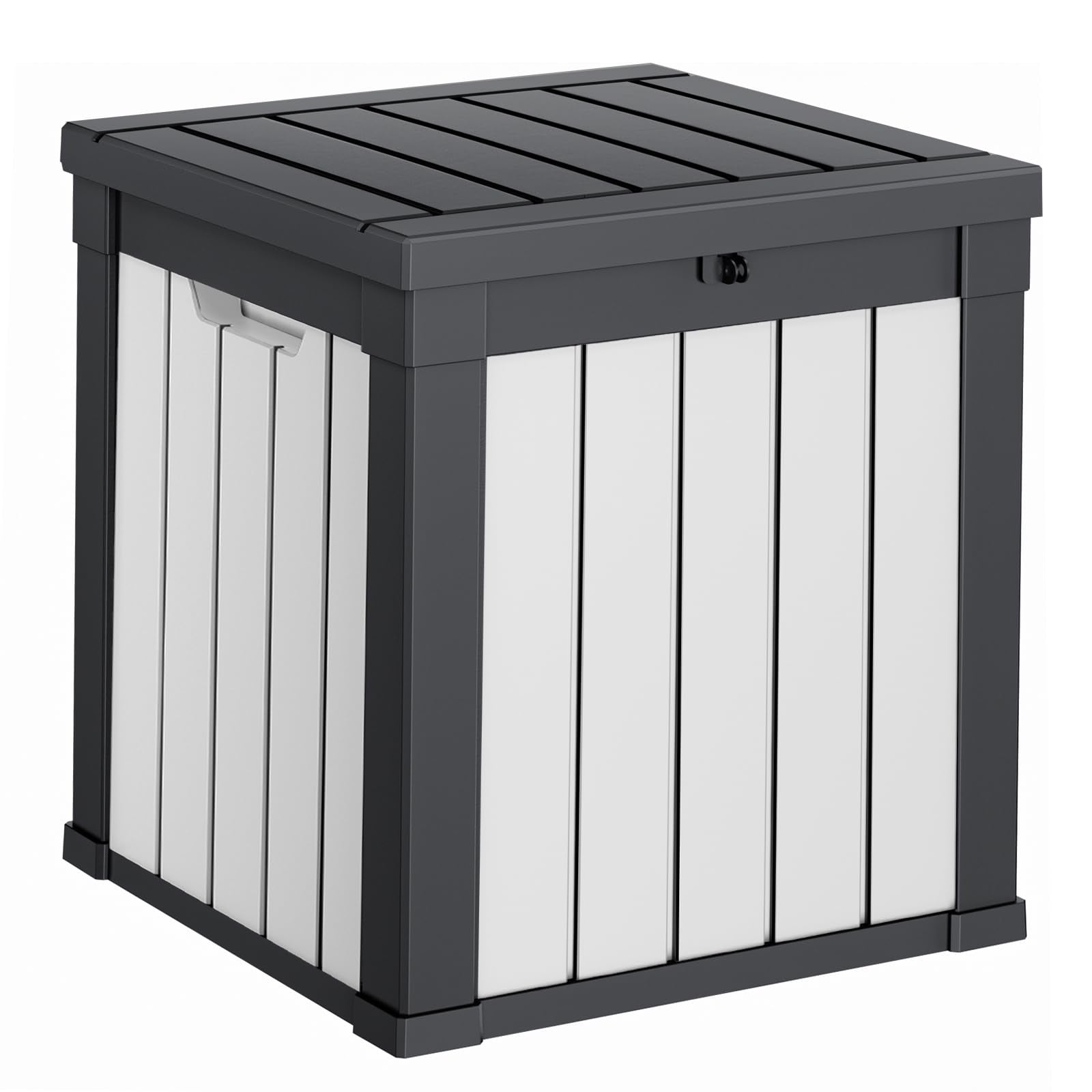 PatioZen 90 Gallon Resin Deck Box, Lockable Patio Outdoor Storage Box for Furniture, Garden Tools and Tools Storage, Waterproof Outside Storage Box - Black