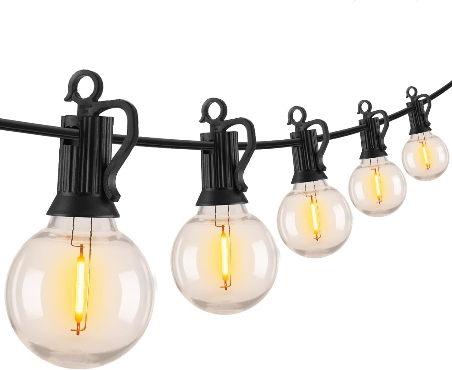 Brightown Outdoor String Lights, 50FT 25 G40 Bulbs Shatterproof Patio Lights, IP65 Waterproof Dimmable Hanging Connectable Globe LED Outdoor Lights for Backyard, Bistro, Porch, Deck, Balcony