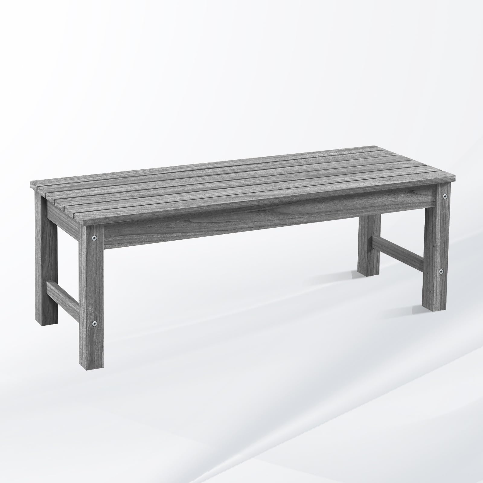 Psilvam Outdoor Bench, Two Person Poly Lumber Porch Bench, Weatherproof Garden Bench That Never Rot and Fade, All-Weather Patio Bench Suit for Garden, Porch, and Park (Grey)