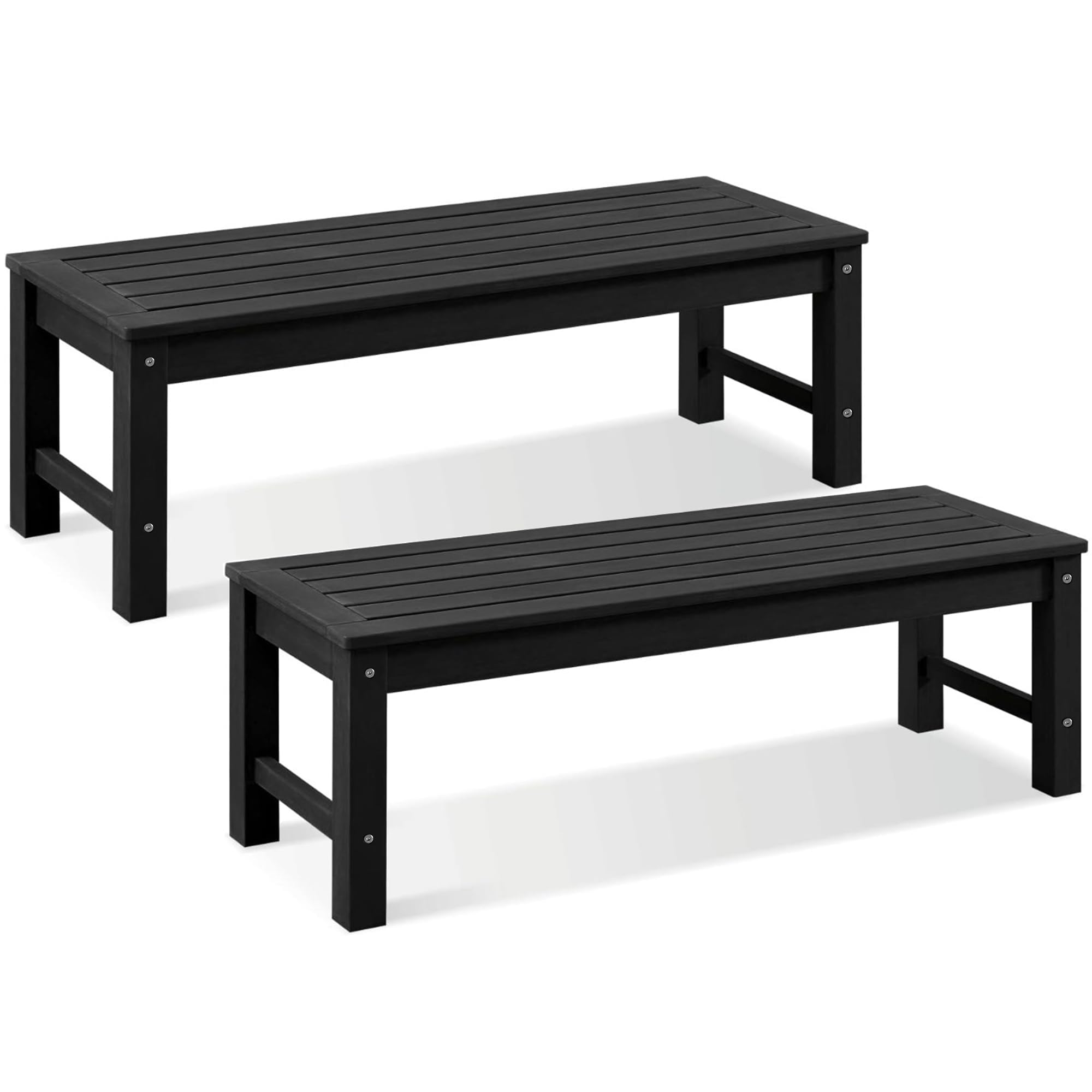 Psilvam Outdoor Bench, Two Person Poly Lumber Porch Bench, Weatherproof Garden Bench That Never Rot and Fade, All-Weather Patio Bench Suit for Garden, Porch, and Park (Grey)