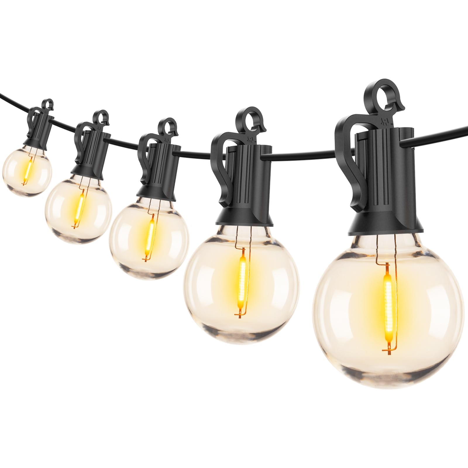 Brightown Outdoor String Lights, 50FT 25 G40 Bulbs Shatterproof Patio Lights, IP65 Waterproof Dimmable Hanging Connectable Globe LED Outdoor Lights for Backyard, Bistro, Porch, Deck, Balcony