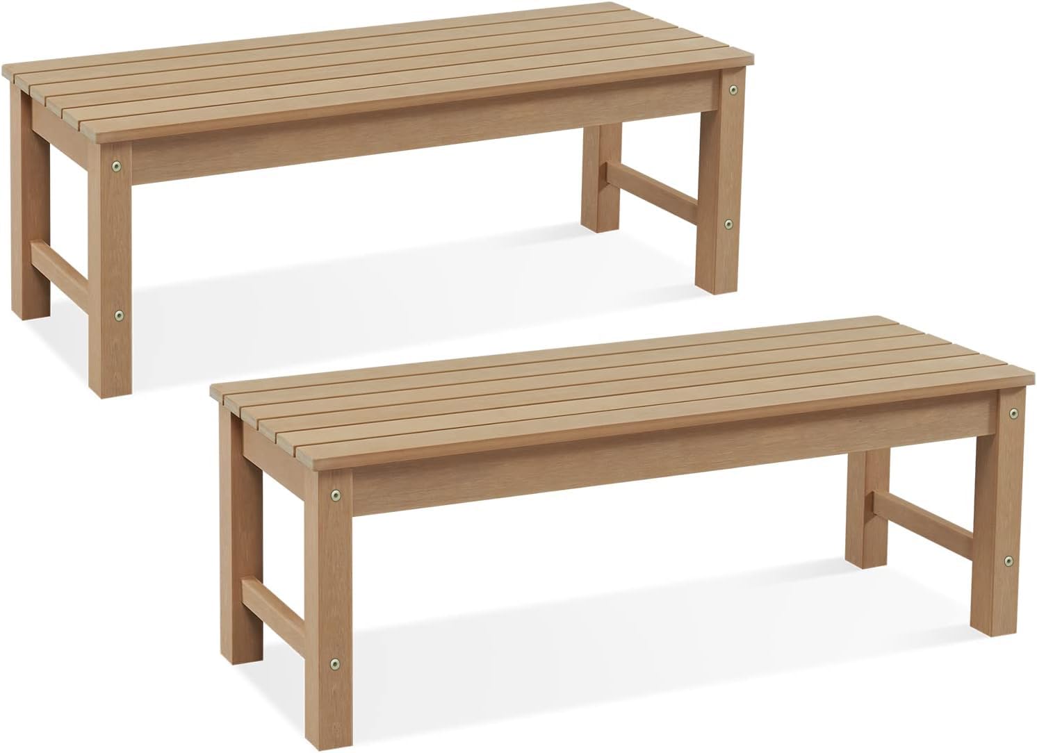 Psilvam Outdoor Bench, Two Person Poly Lumber Porch Bench, Weatherproof Garden Bench That Never Rot and Fade, All-Weather Patio Bench Suit for Garden, Porch, and Park (Grey)