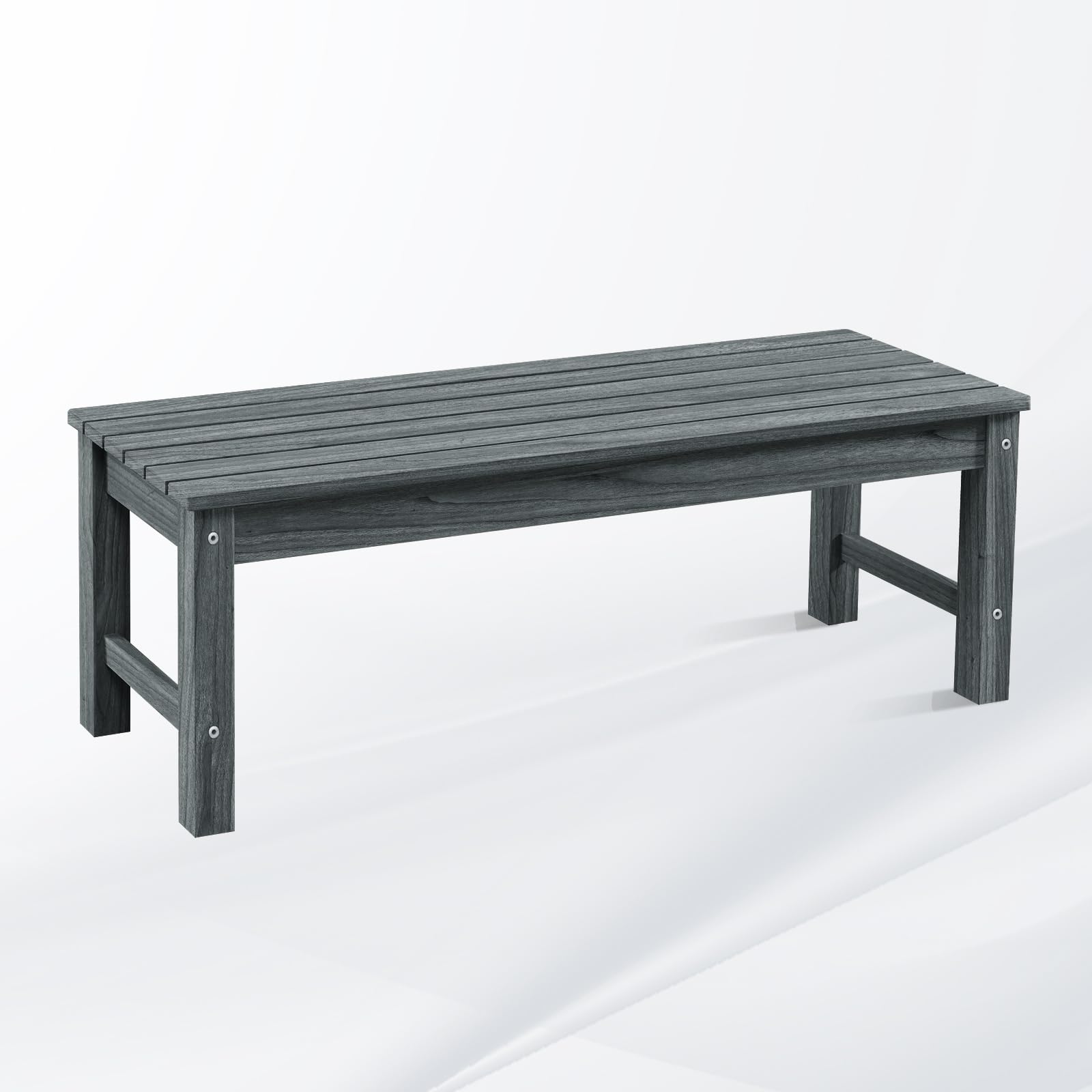 Psilvam Outdoor Bench, Two Person Poly Lumber Porch Bench, Weatherproof Garden Bench That Never Rot and Fade, All-Weather Patio Bench Suit for Garden, Porch, and Park (Grey)