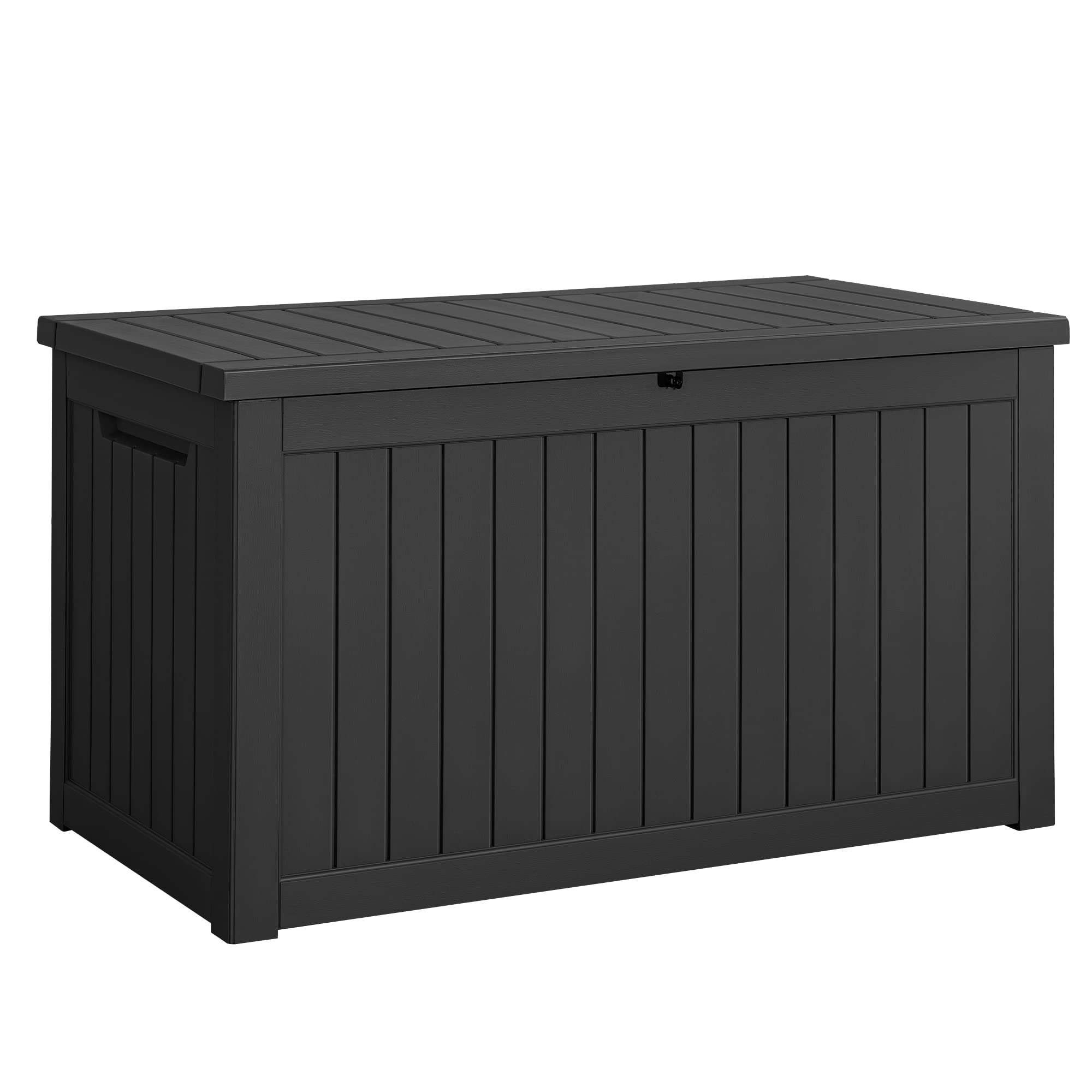 Devoko 100 Gallon Waterproof Large Resin Deck Box Indoor Outdoor Lockable Storage Container for Patio Furniture Cushions Garden Tools (100 Gallon, Black)