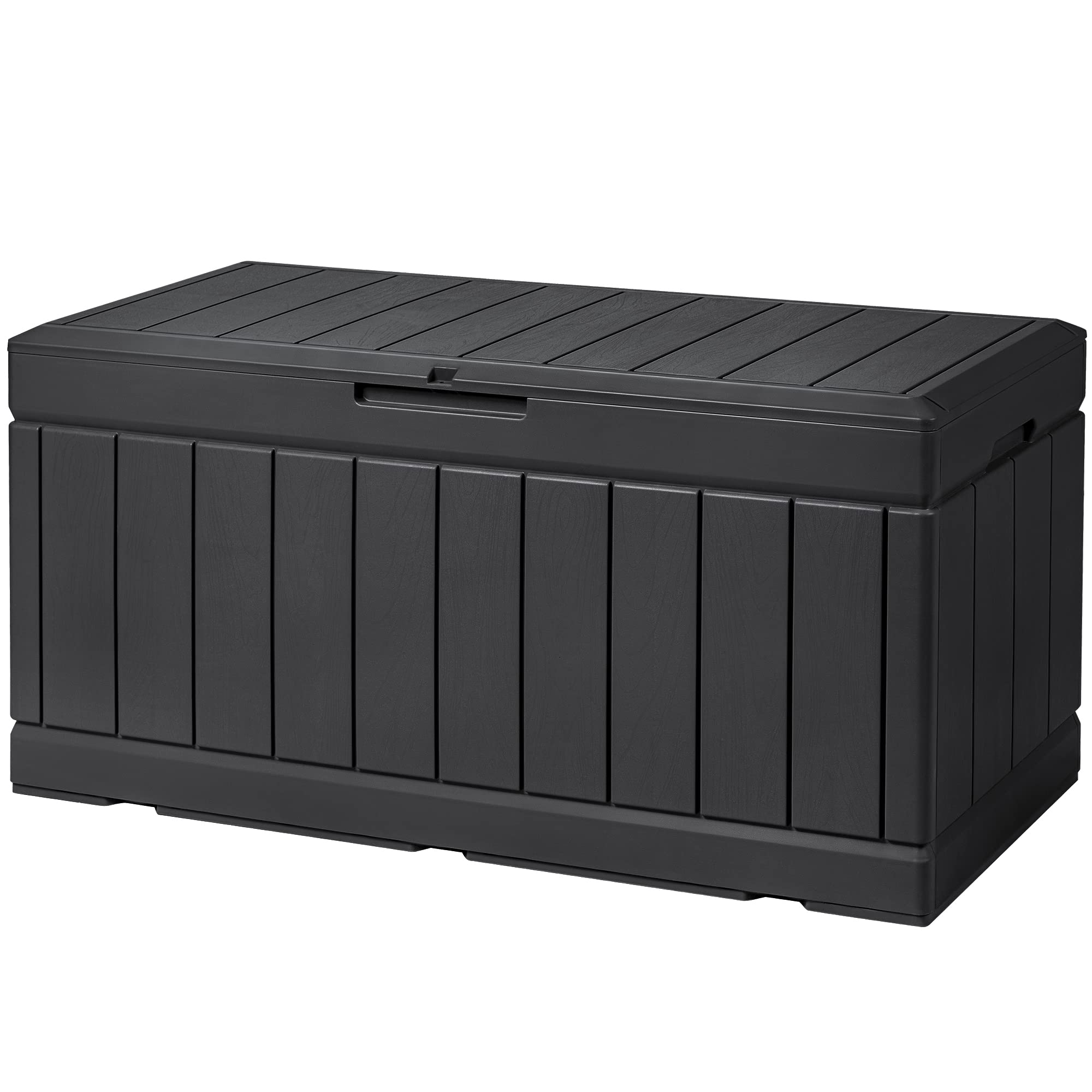 Devoko 100 Gallon Waterproof Large Resin Deck Box Indoor Outdoor Lockable Storage Container for Patio Furniture Cushions Garden Tools (100 Gallon, Black)