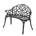 VINGLI 38.5" Patio Park Garden Outdoor Metal Rose Bench, 2-Person Cast Iron Cast Aluminium Frame Antique Finish Chair,Accented Lawn Front Porch Path Yard Decor Deck Furniture (Bronze, Rose)
