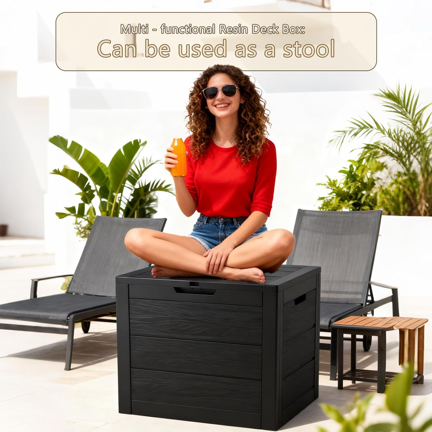 35 Gallon Outdoor Storage Box Waterproof,Deck Boxes Outdoor Waterproof,Resin Deck Box Delivery Boxes for Outside for Package Delivery,Patio Cushions,Gardening Tools,UV Resistant