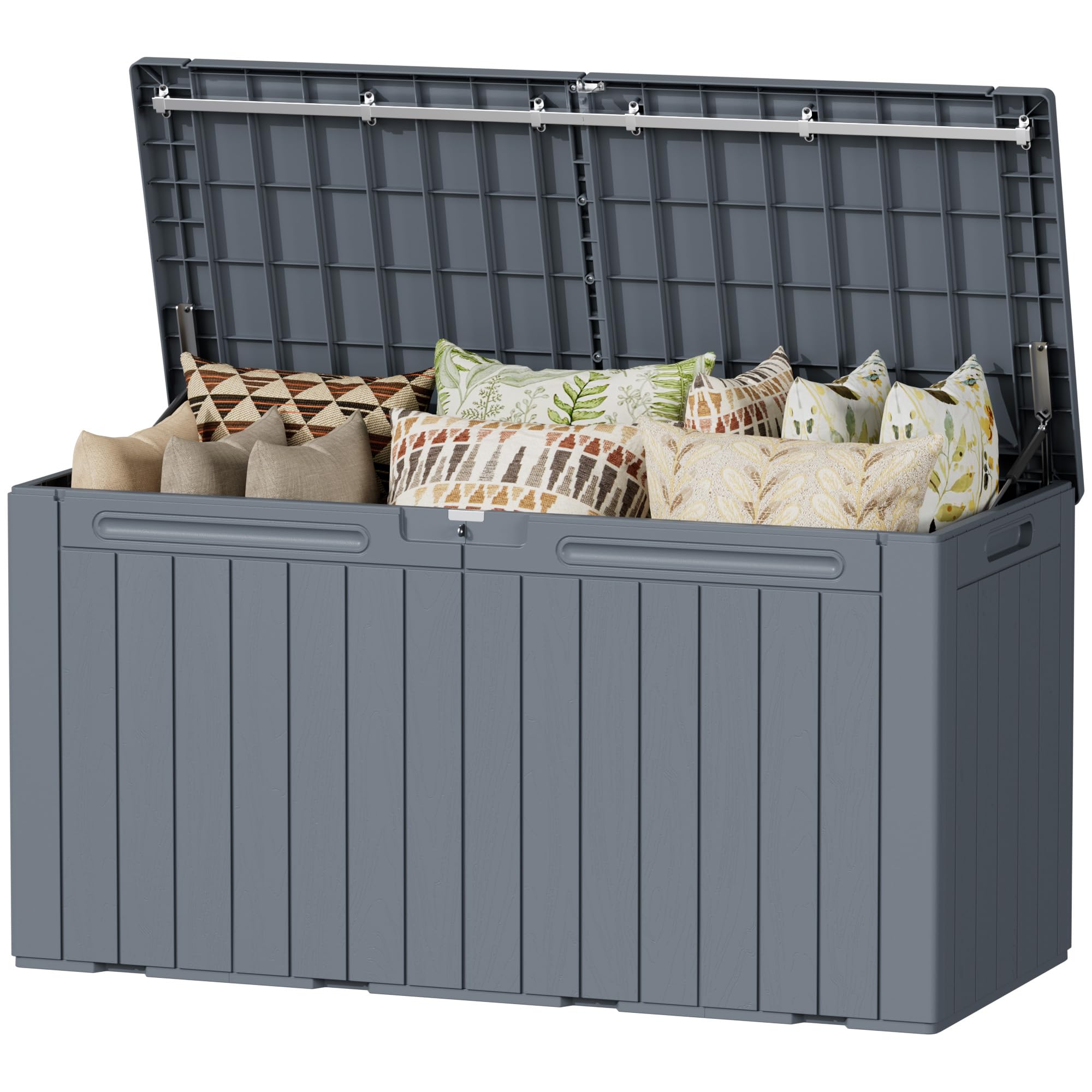 Devoko 100 Gallon Waterproof Large Resin Deck Box Indoor Outdoor Lockable Storage Container for Patio Furniture Cushions Garden Tools (100 Gallon, Black)