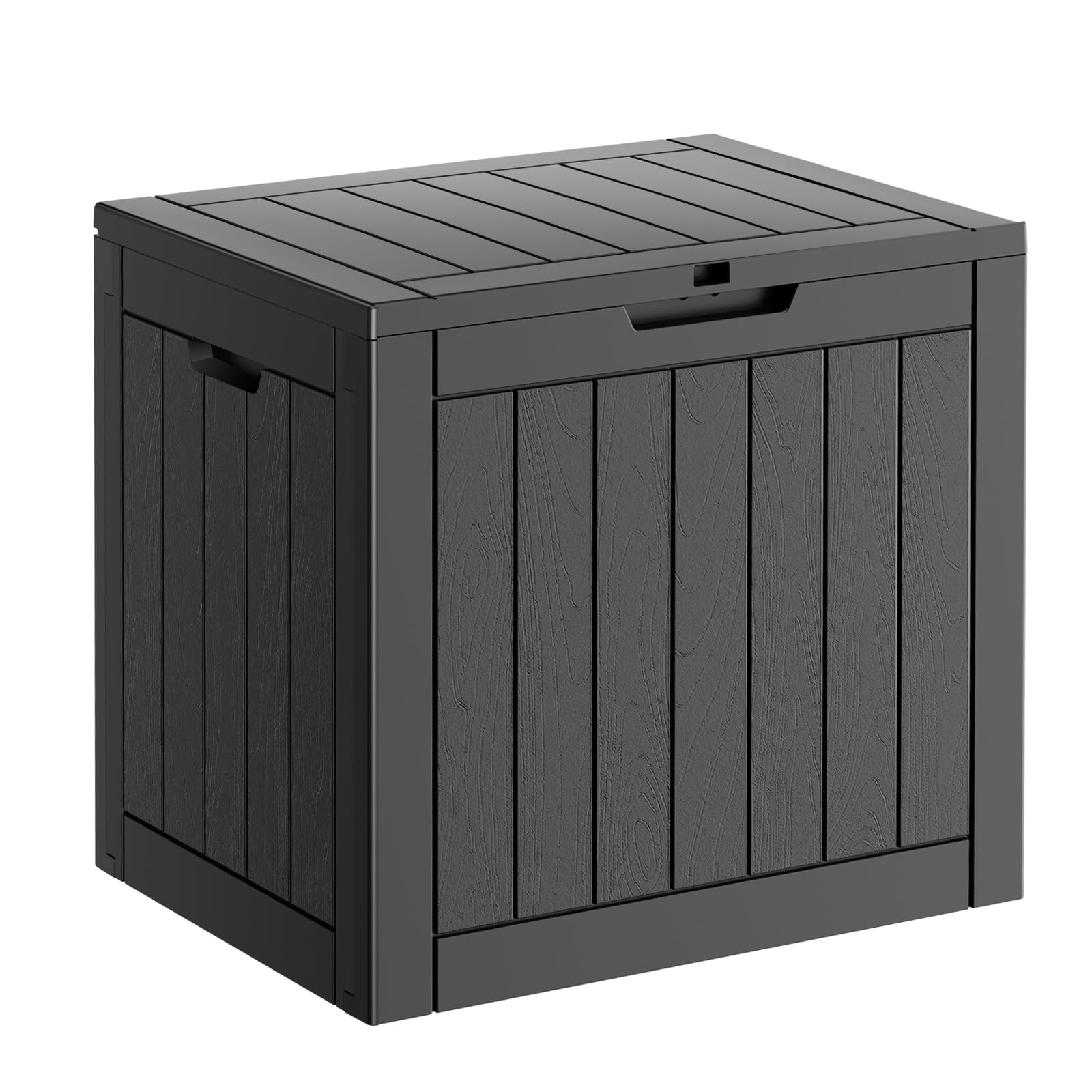 PatioZen 90 Gallon Resin Deck Box, Lockable Patio Outdoor Storage Box for Furniture, Garden Tools and Tools Storage, Waterproof Outside Storage Box - Black