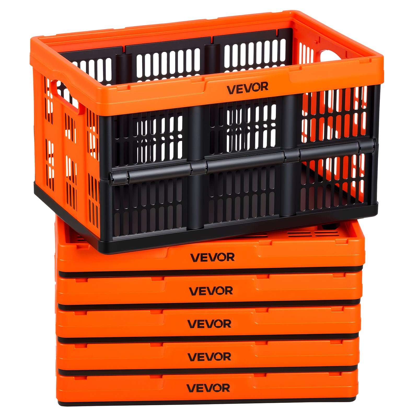 VEVOR 65L Collapsible Storage Bins with Lids 3 Packs, Stackable Utility Crates with Handles, Large Folding Containers for Organizing Tools, Books, Food, Drinks, Camping&Transport