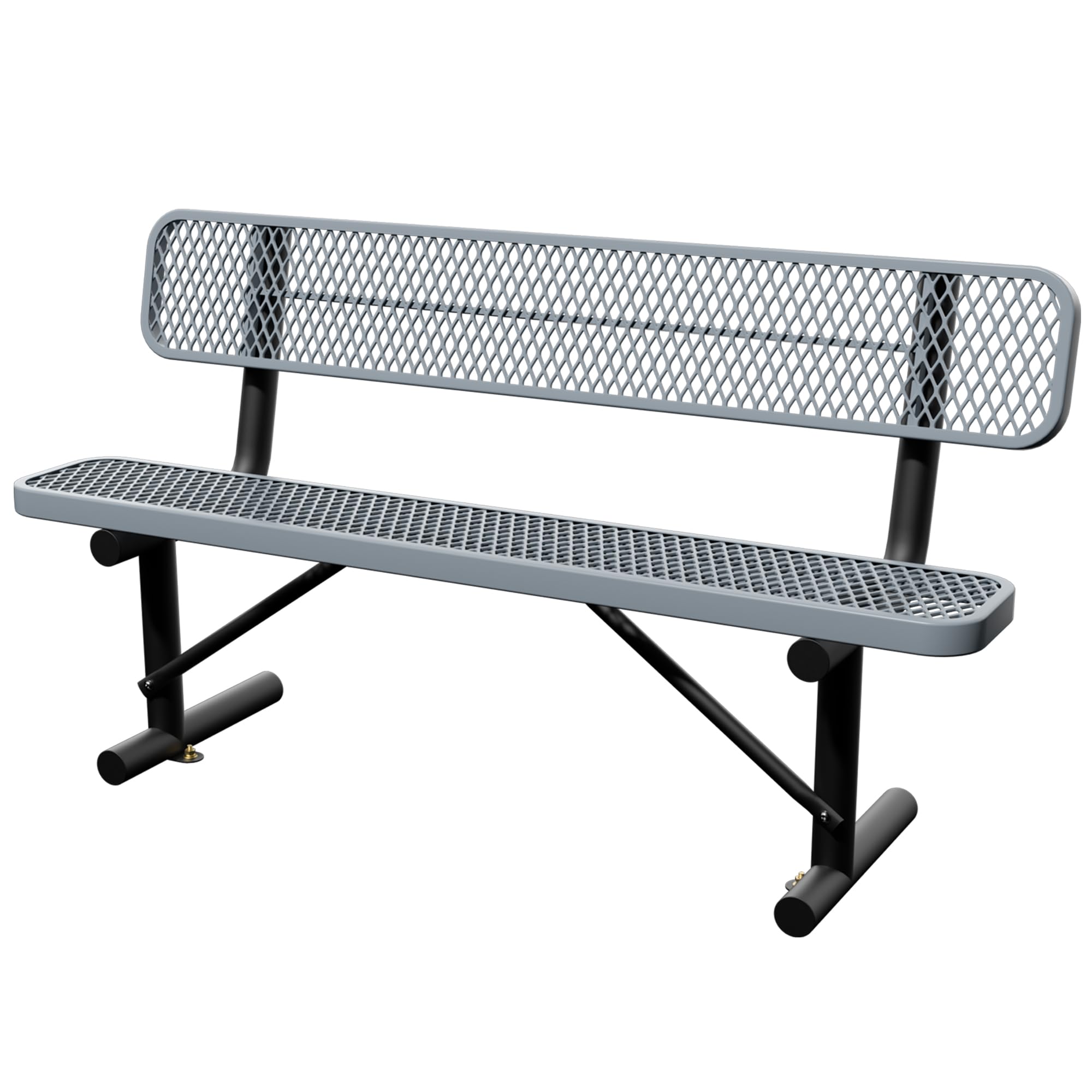 6 Feet Heavy Duty Metal Park Bench for Outside, Outdoor Bench with Backrest & Portable Frame, Commercial Benches for Shopping Malls, Stores, Parks, Patios, Decks, Black