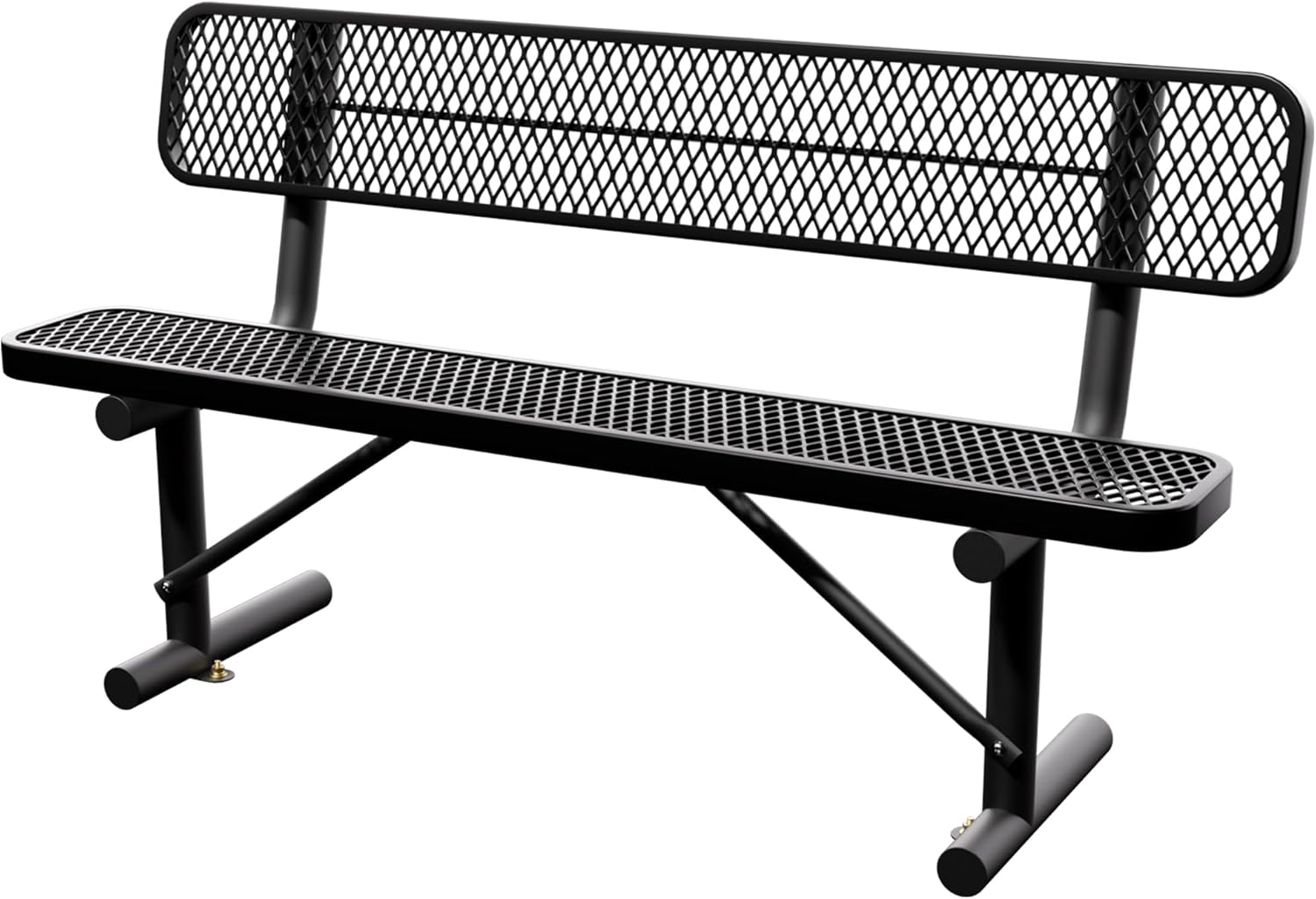 6 Feet Heavy Duty Metal Park Bench for Outside, Outdoor Bench with Backrest & Portable Frame, Commercial Benches for Shopping Malls, Stores, Parks, Patios, Decks, Black