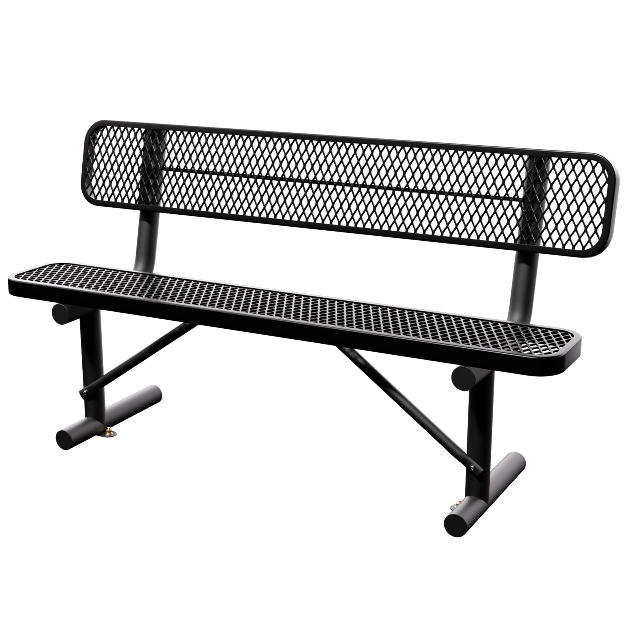 6 Feet Heavy Duty Metal Park Bench for Outside, Outdoor Bench with Backrest & Portable Frame, Commercial Benches for Shopping Malls, Stores, Parks, Patios, Decks, Black