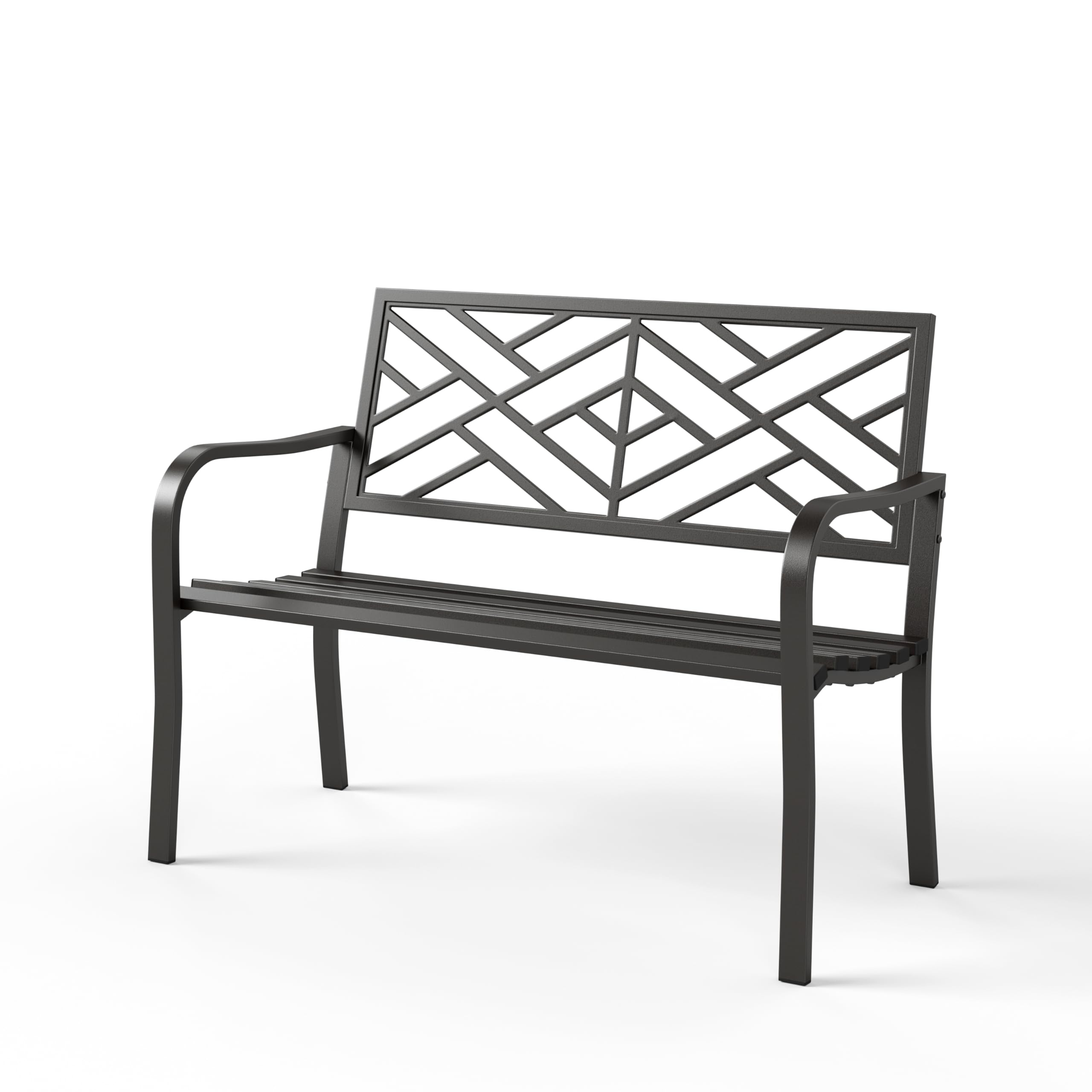 Sophia & William Outdoor Bench, Porch Bench, Garden Bench, Wrought Iron Bench with Backrest and Armrests, Bronze