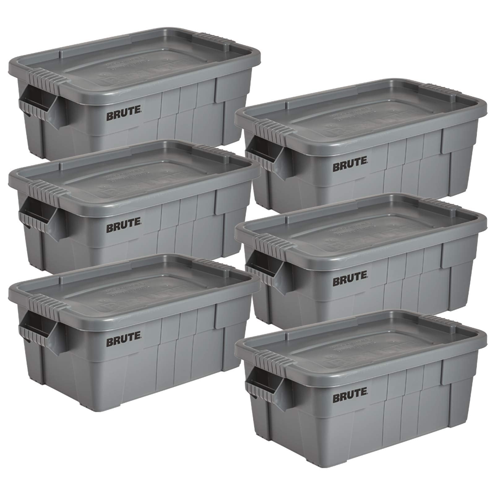 Rubbermaid Commercial Products BRUTE Tote Storage Container with Lid, 14-Gallon-included, Rugged/Reusable Boxes for Moving/Storing in Garage/Basement/Attic/Jobsite/Truck/Camping, Gray