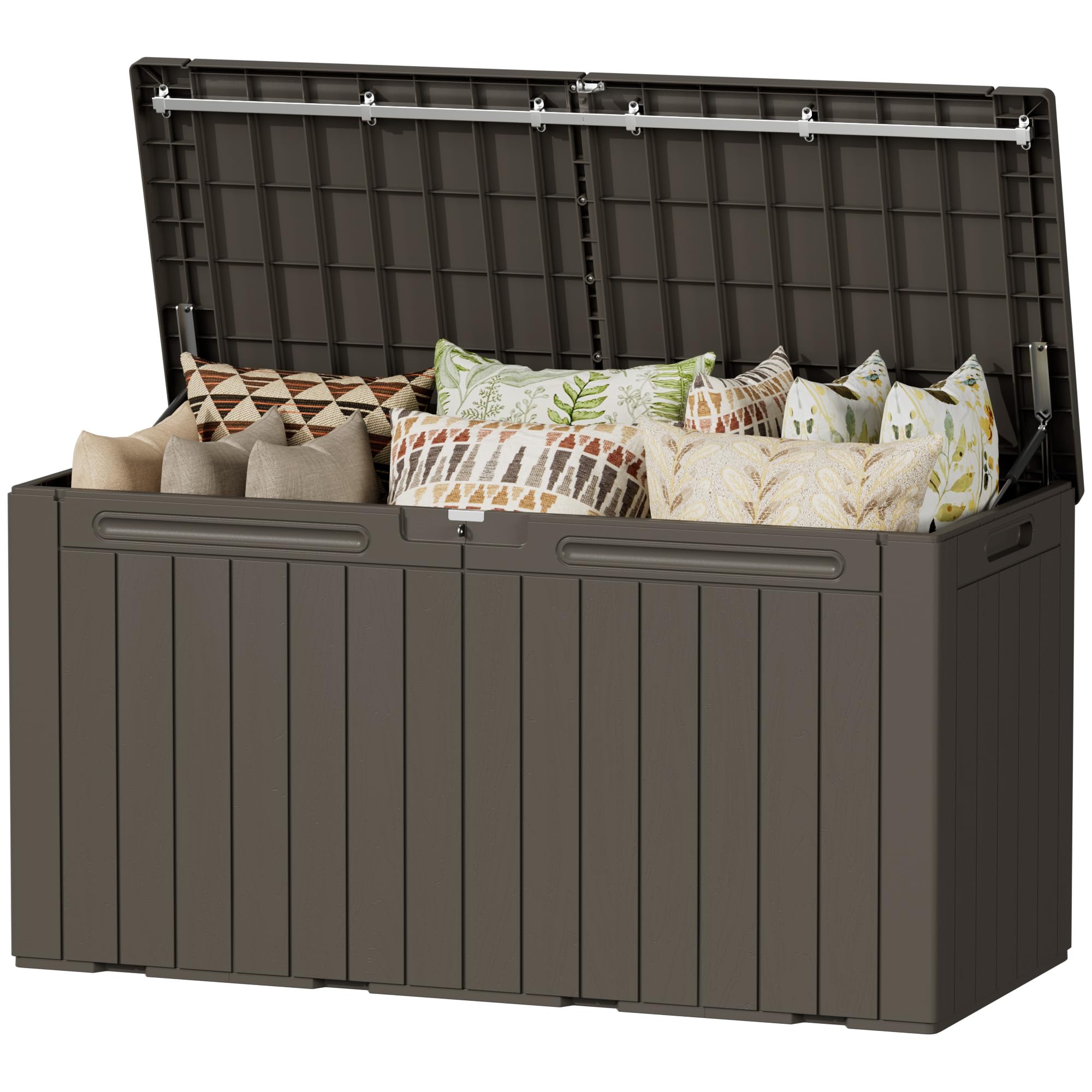 Devoko 100 Gallon Waterproof Large Resin Deck Box Indoor Outdoor Lockable Storage Container for Patio Furniture Cushions Garden Tools (100 Gallon, Black)