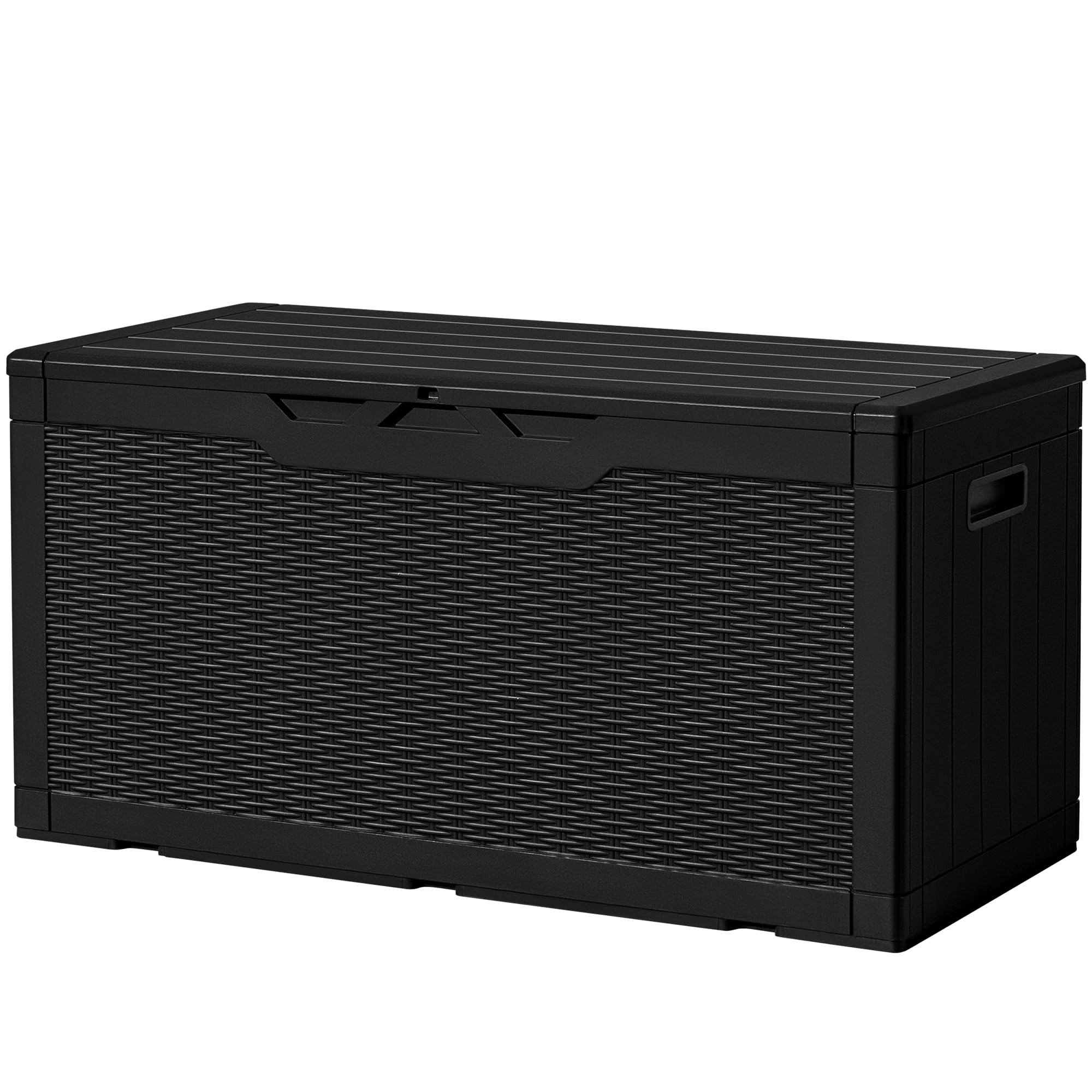 Devoko 78 Gallon Deck Box, Waterproof Resin Outdoor Storage Box for Outside and Patio, Outdoor Storage Bench Lockable for Patio Furniture, Garden Tools and Pool Supplies (Black, 78 Gallon)