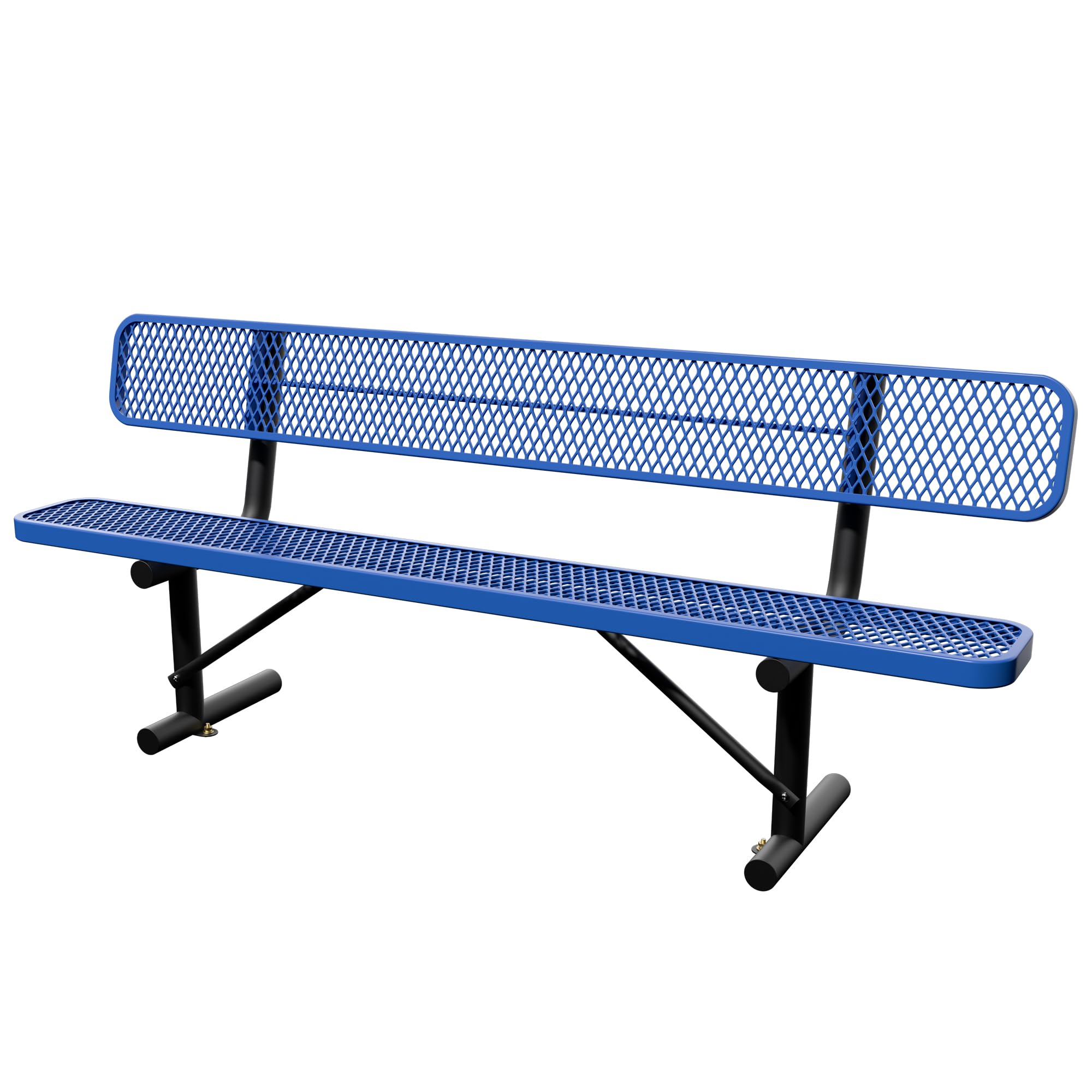 6 Feet Heavy Duty Metal Park Bench for Outside, Outdoor Bench with Backrest & Portable Frame, Commercial Benches for Shopping Malls, Stores, Parks, Patios, Decks, Black