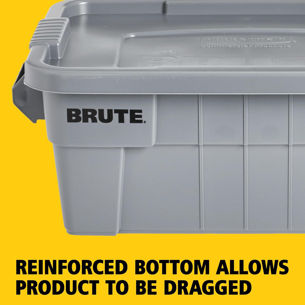 Rubbermaid Commercial Products BRUTE Tote Storage Container with Lid, 14-Gallon-included, Rugged/Reusable Boxes for Moving/Storing in Garage/Basement/Attic/Jobsite/Truck/Camping, Gray