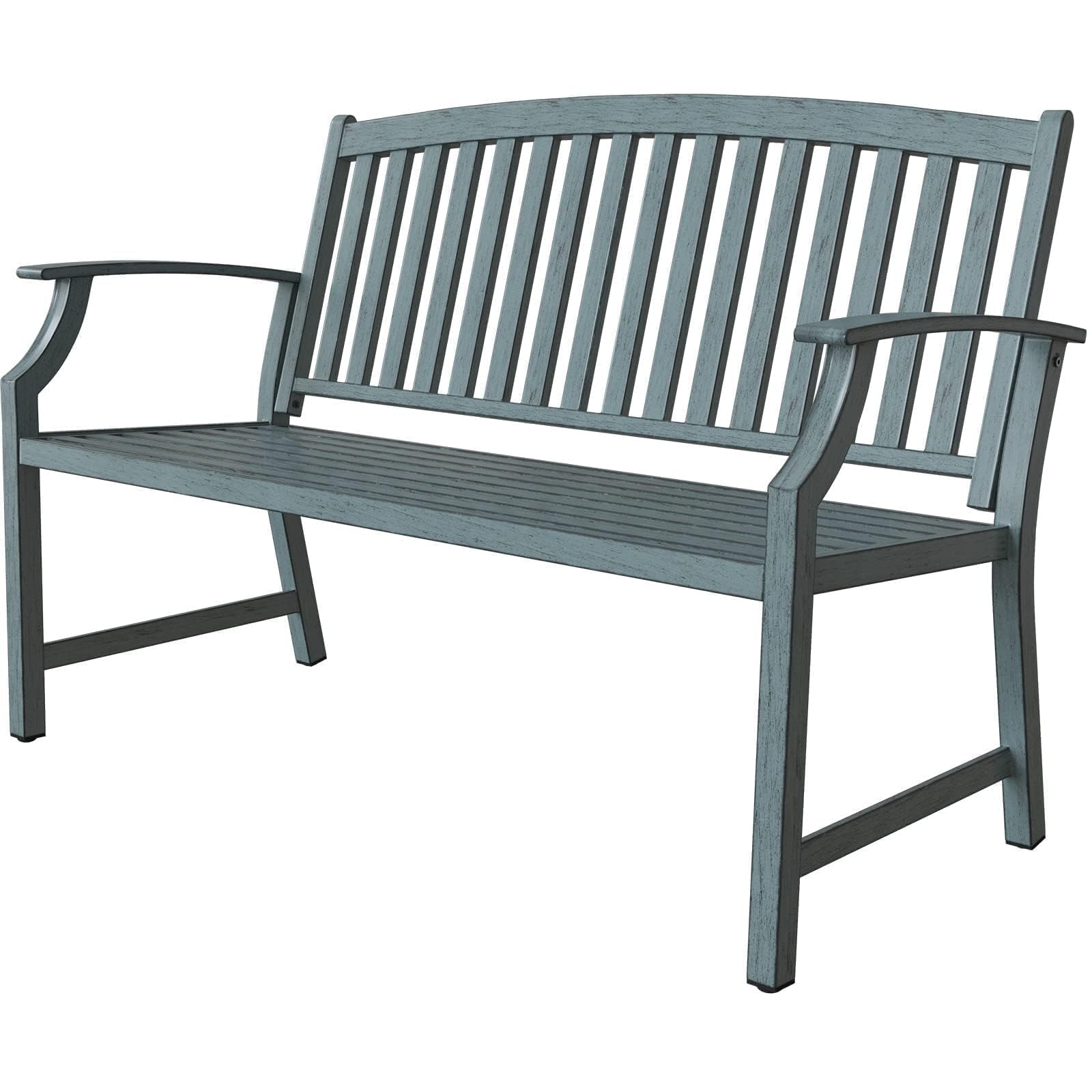 Grand patio 50" Outdoor Bench, Garden Benches with Anti-Rust Metal Powder Coated Frame, Patio Bench for Front Porch Park Outside Furniture Decor, Black