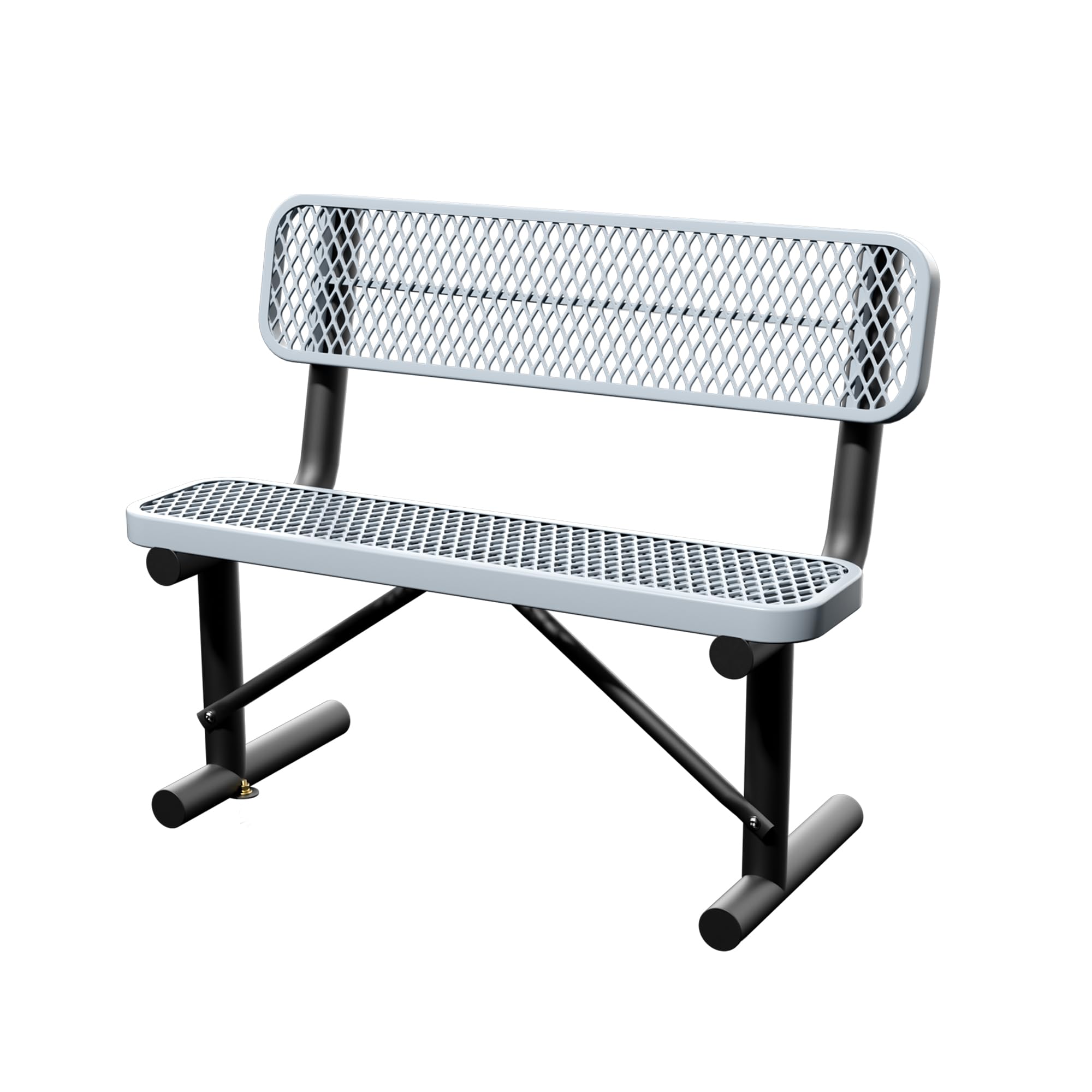 6 Feet Heavy Duty Metal Park Bench for Outside, Outdoor Bench with Backrest & Portable Frame, Commercial Benches for Shopping Malls, Stores, Parks, Patios, Decks, Black