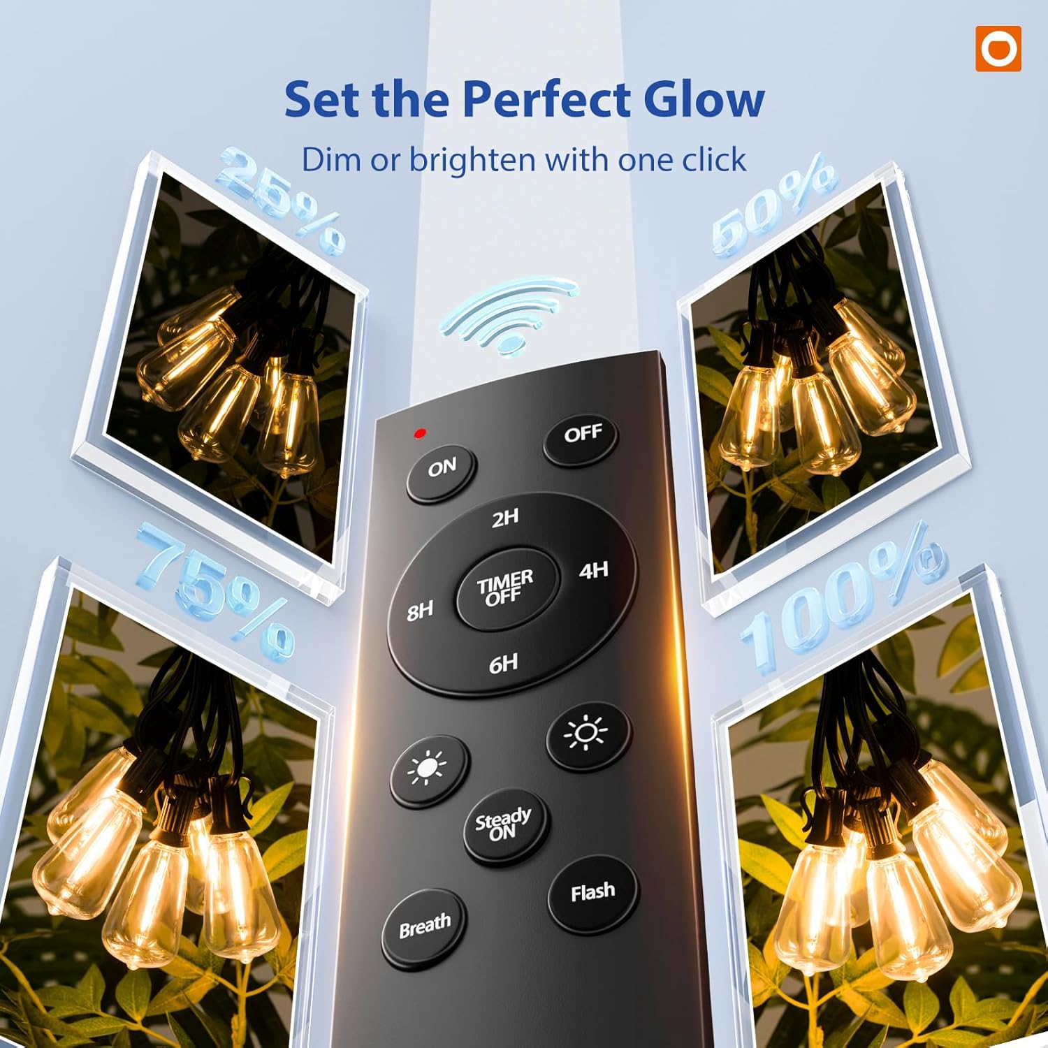 addlon 100FT LED Outdoor String Lights with Remote Waterproof Patio Lights with Shatterproof ST38 Replaceable Bulbs, Dimmable Outside Hanging Light Connectable for Porch, Backyard