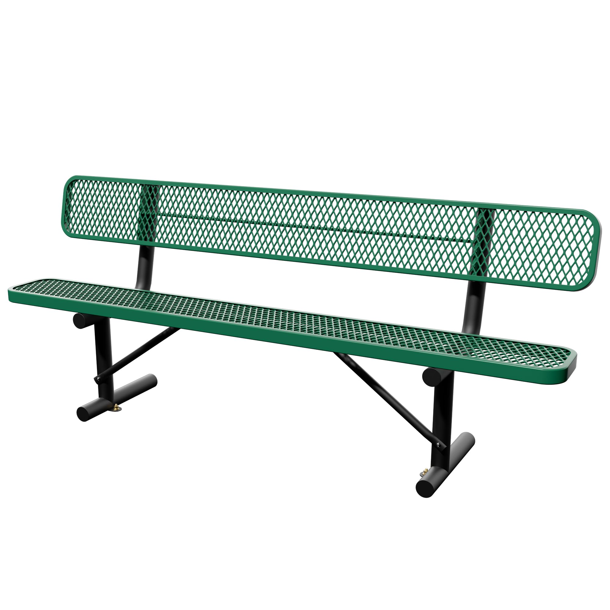 6 Feet Heavy Duty Metal Park Bench for Outside, Outdoor Bench with Backrest & Portable Frame, Commercial Benches for Shopping Malls, Stores, Parks, Patios, Decks, Black