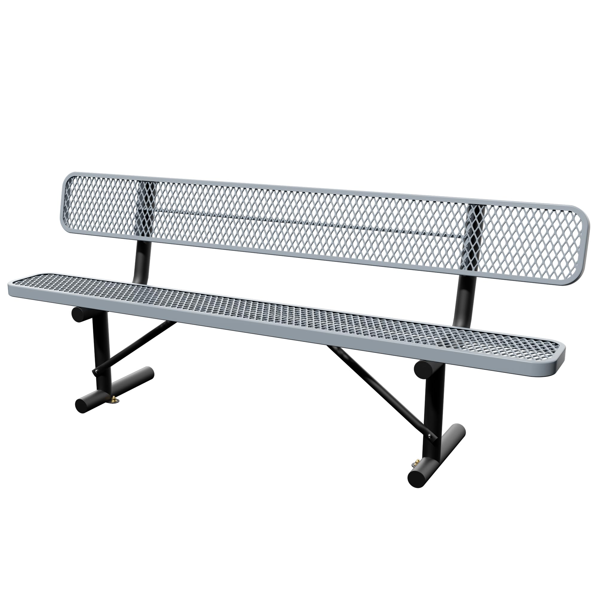 6 Feet Heavy Duty Metal Park Bench for Outside, Outdoor Bench with Backrest & Portable Frame, Commercial Benches for Shopping Malls, Stores, Parks, Patios, Decks, Black