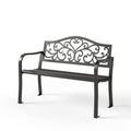 Sophia & William Outdoor Metal Bench Patio Garden Bench, Cast Iron Park Benches for Outside with Minimalist Backrest, Black