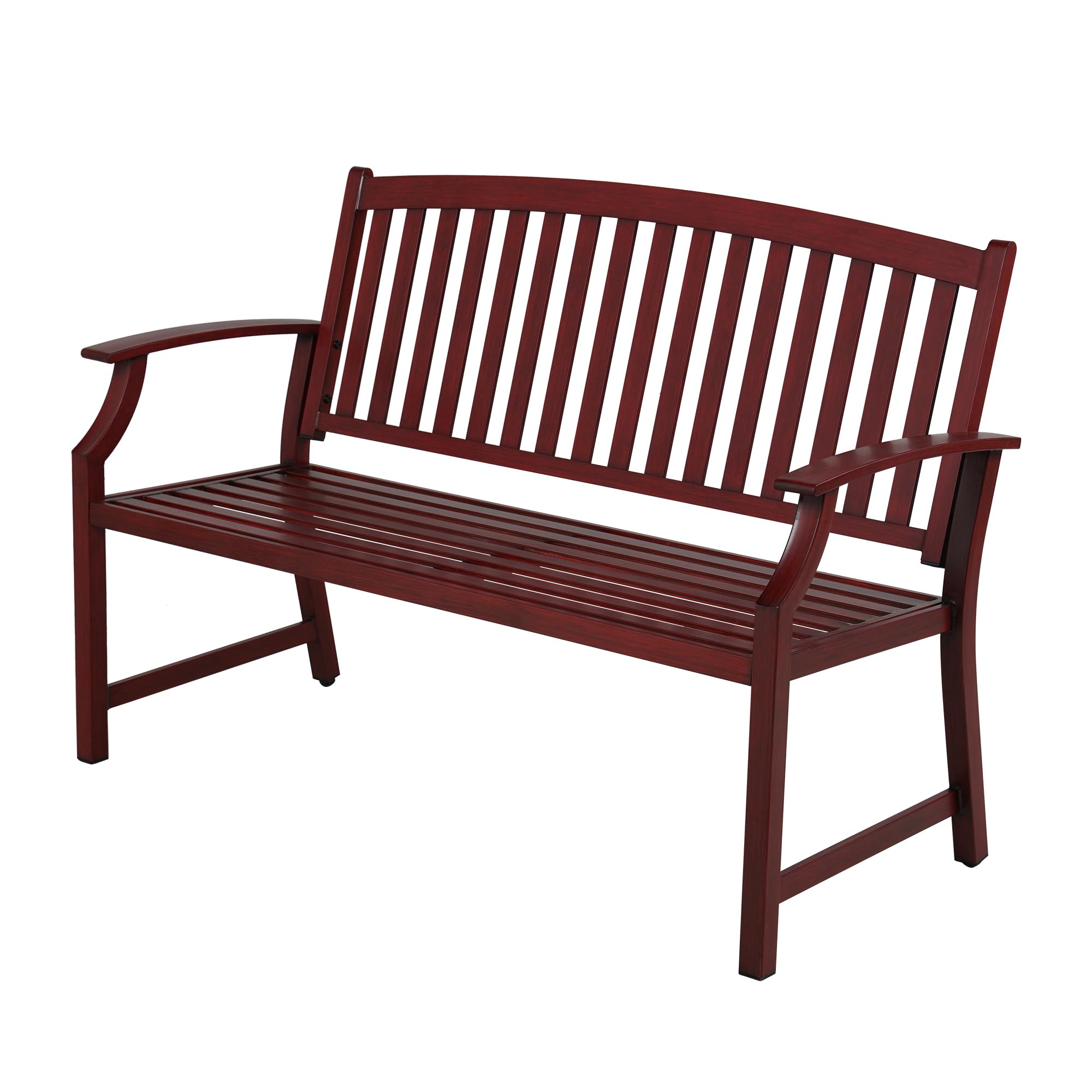 Grand patio 50" Outdoor Bench, Garden Benches with Anti-Rust Metal Powder Coated Frame, Patio Bench for Front Porch Park Outside Furniture Decor, Black