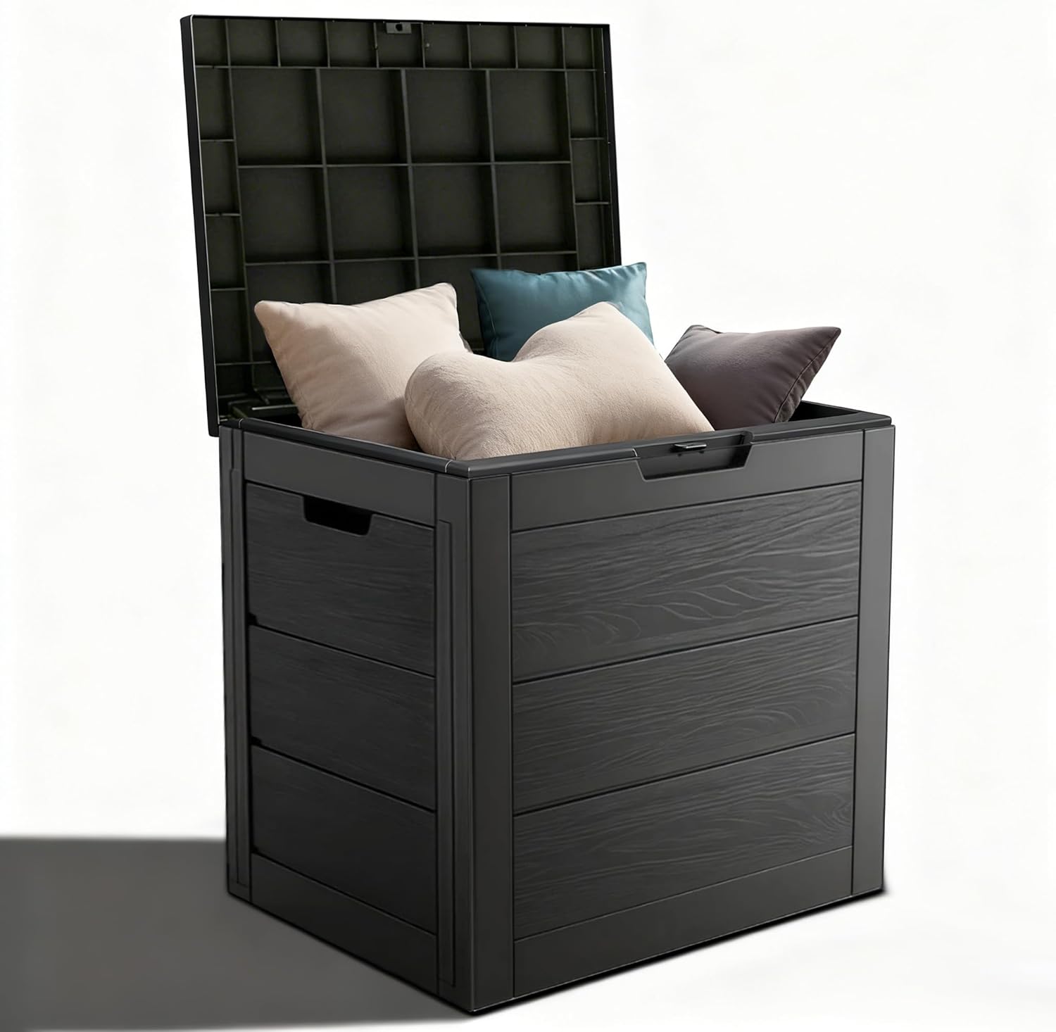 35 Gallon Outdoor Storage Box, Deck Boxes Outdoor Waterproof, Package Delivery Boxes For Outside, Patio Storage Box For Garden, Doorstep, Camping (Black, 35, Gallons)