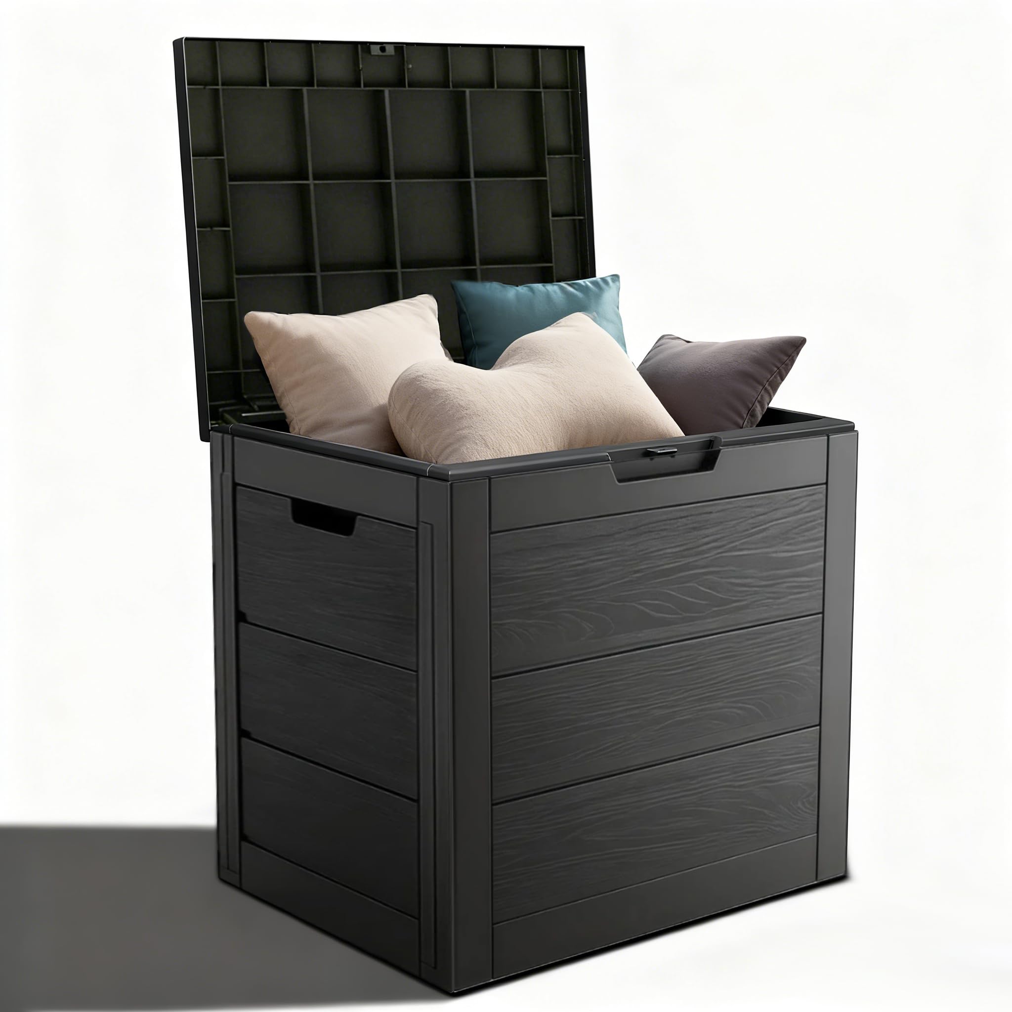 35 Gallon Outdoor Storage Box, Deck Boxes Outdoor Waterproof, Package Delivery Boxes For Outside, Patio Storage Box For Garden, Doorstep, Camping (Black, 35, Gallons)