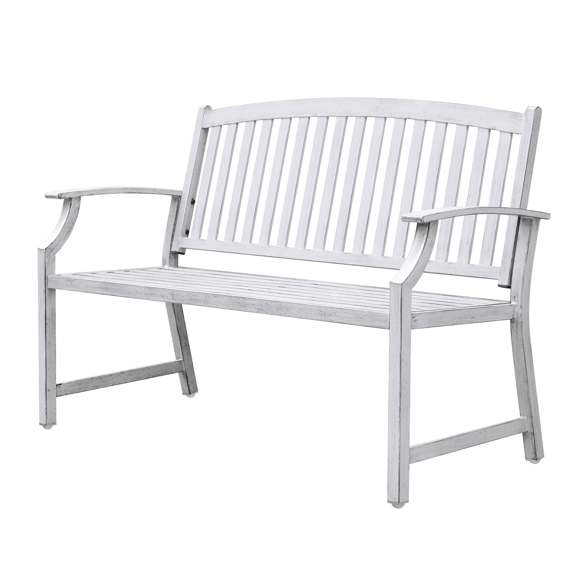 Grand patio 50" Outdoor Bench, Garden Benches with Anti-Rust Metal Powder Coated Frame, Patio Bench for Front Porch Park Outside Furniture Decor, Black