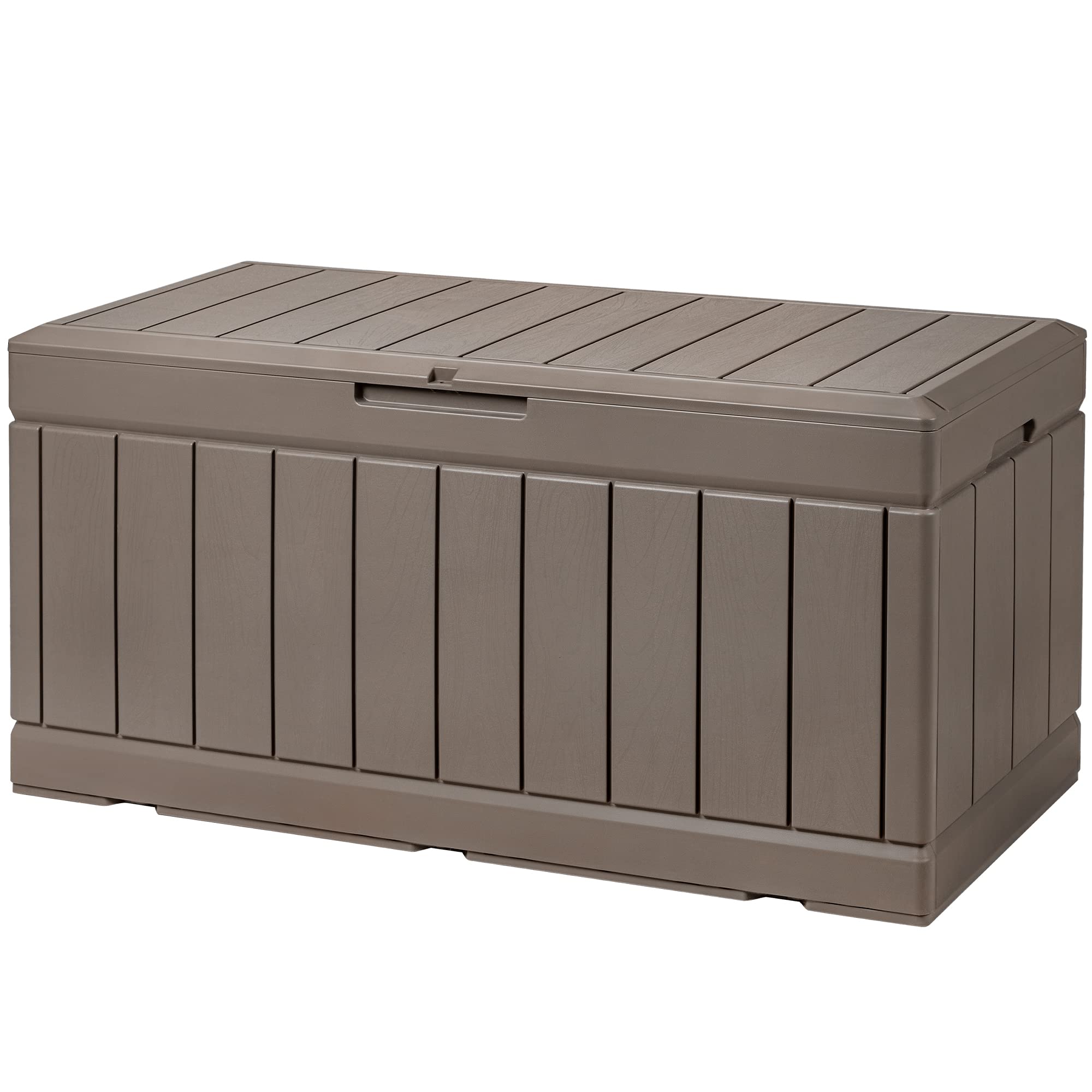 Devoko 100 Gallon Waterproof Large Resin Deck Box Indoor Outdoor Lockable Storage Container for Patio Furniture Cushions Garden Tools (100 Gallon, Black)