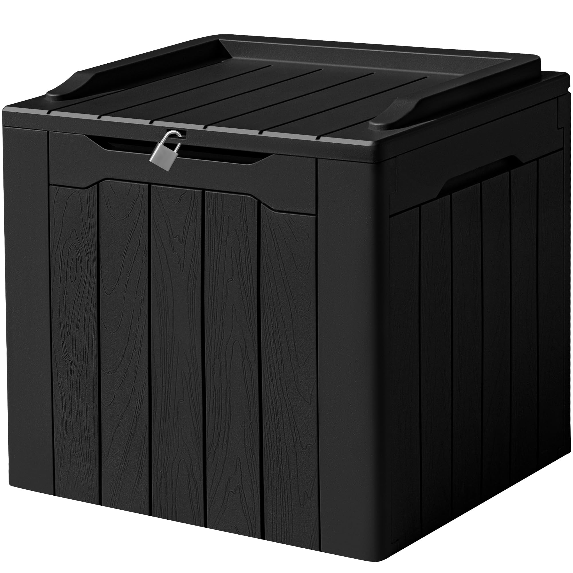 Devoko 100 Gallon Waterproof Large Resin Deck Box Indoor Outdoor Lockable Storage Container for Patio Furniture Cushions Garden Tools (100 Gallon, Black)